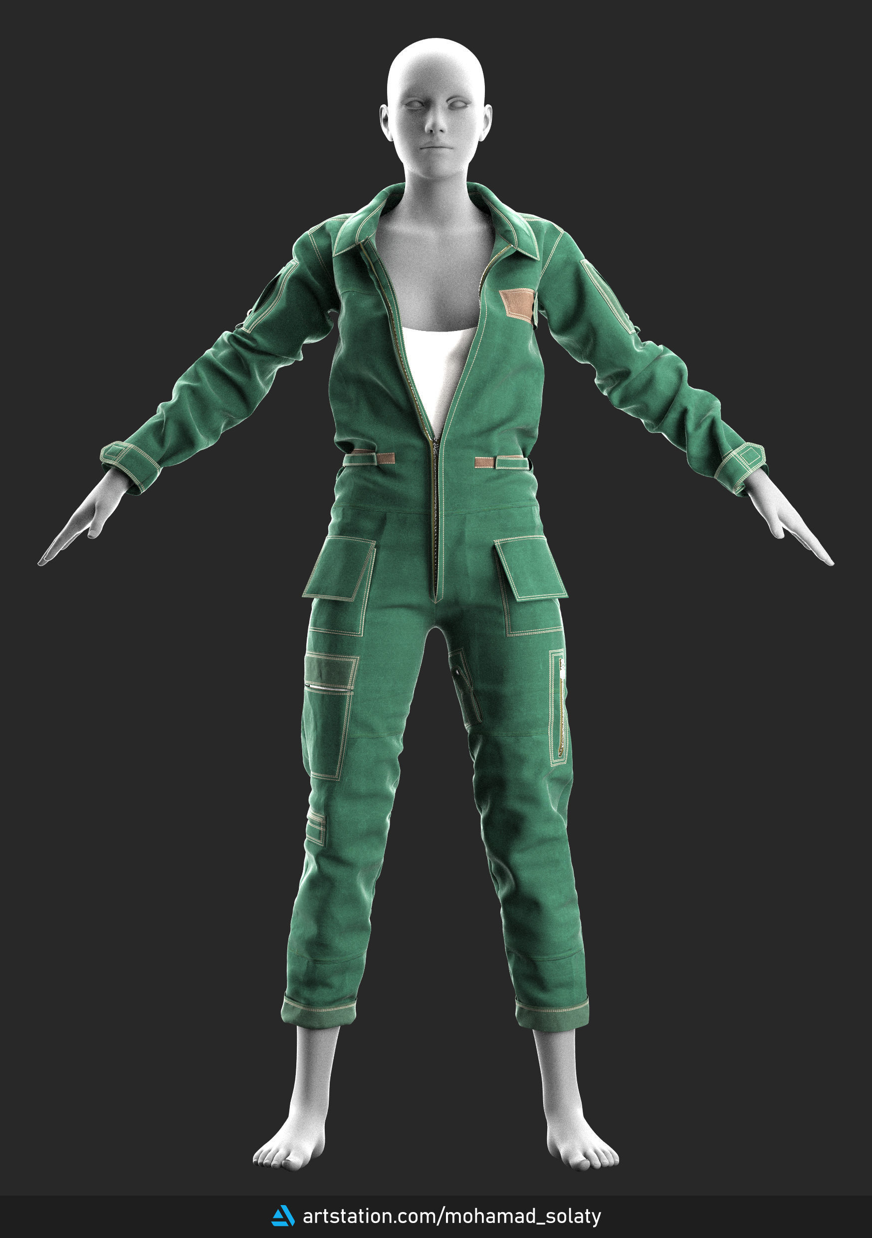 Girls Uniform 1 - Marvelous Designer with Video Process 3D model_7