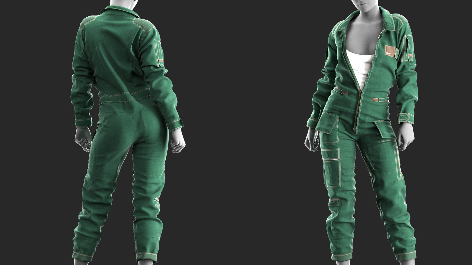 Girls Uniform 1 - Marvelous Designer with Video Process 3D model_3
