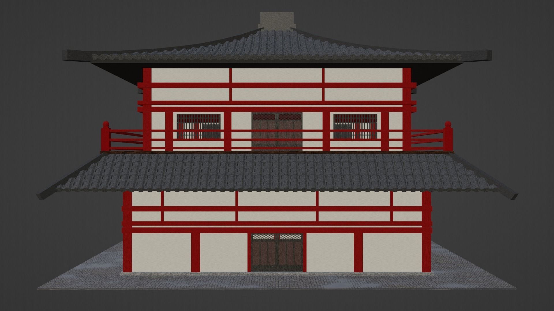Chinese Two Floors Siheyuan 3D model_4
