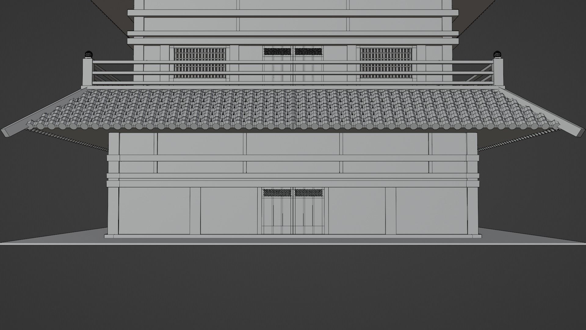 Chinese Two Floors Siheyuan 3D model_12