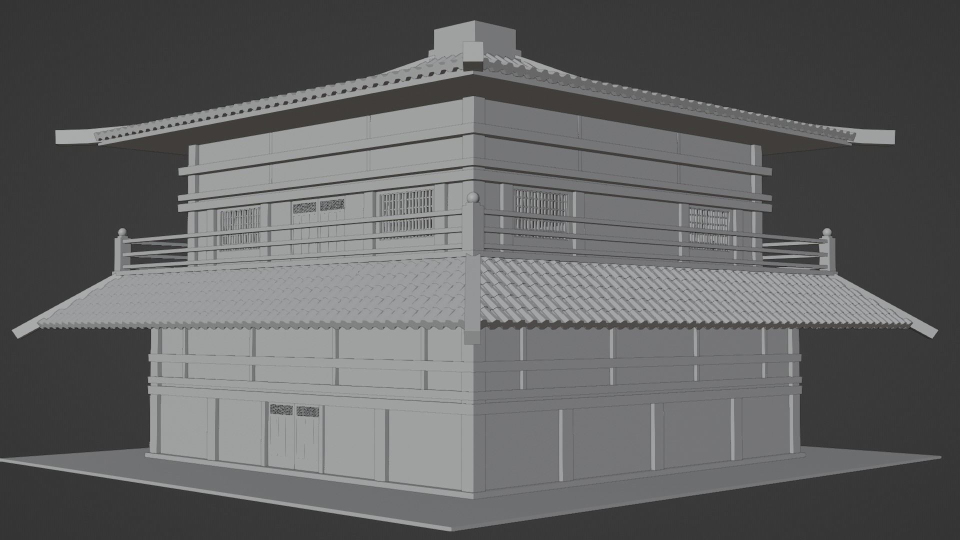 Chinese Two Floors Siheyuan 3D model_14