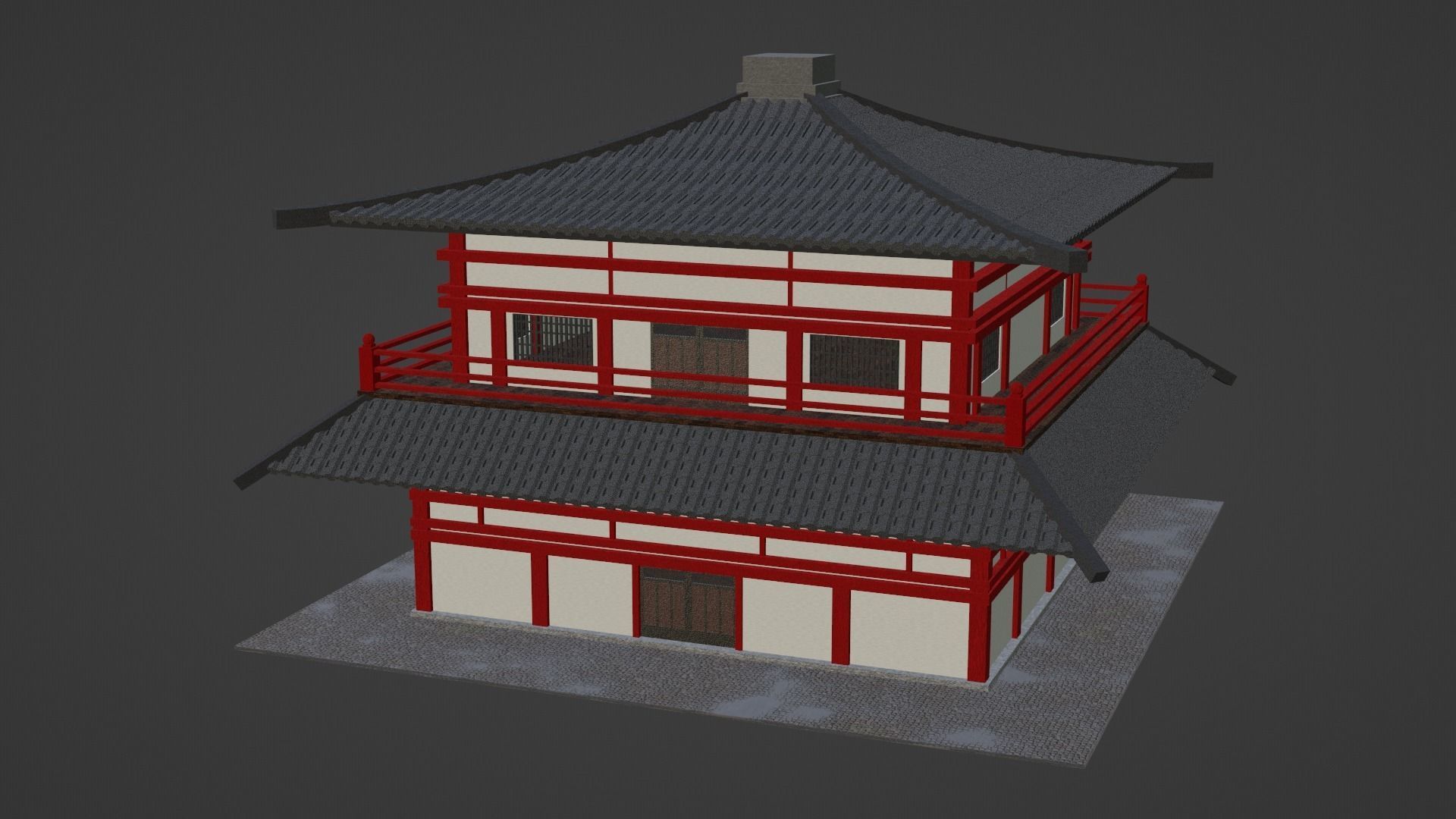 Chinese Two Floors Siheyuan 3D model_1