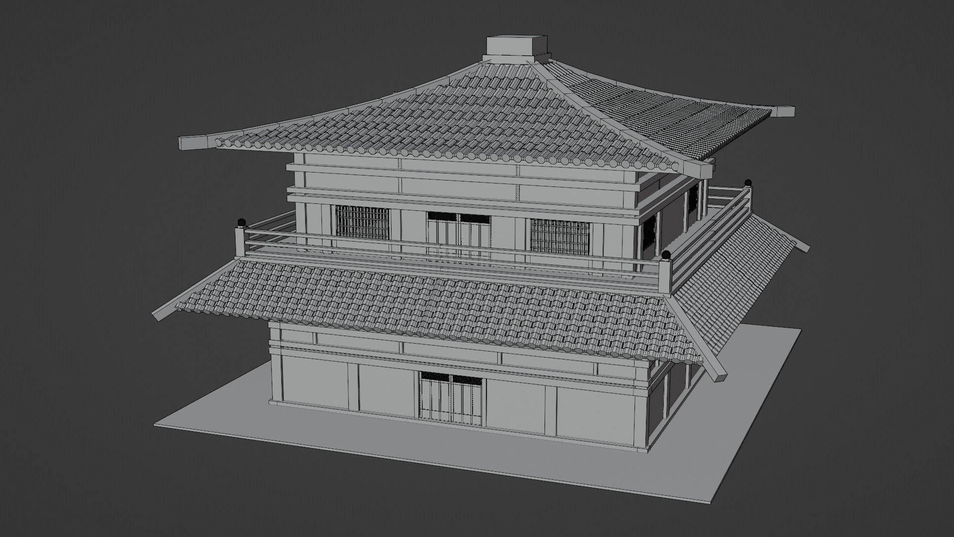 Chinese Two Floors Siheyuan 3D model_3