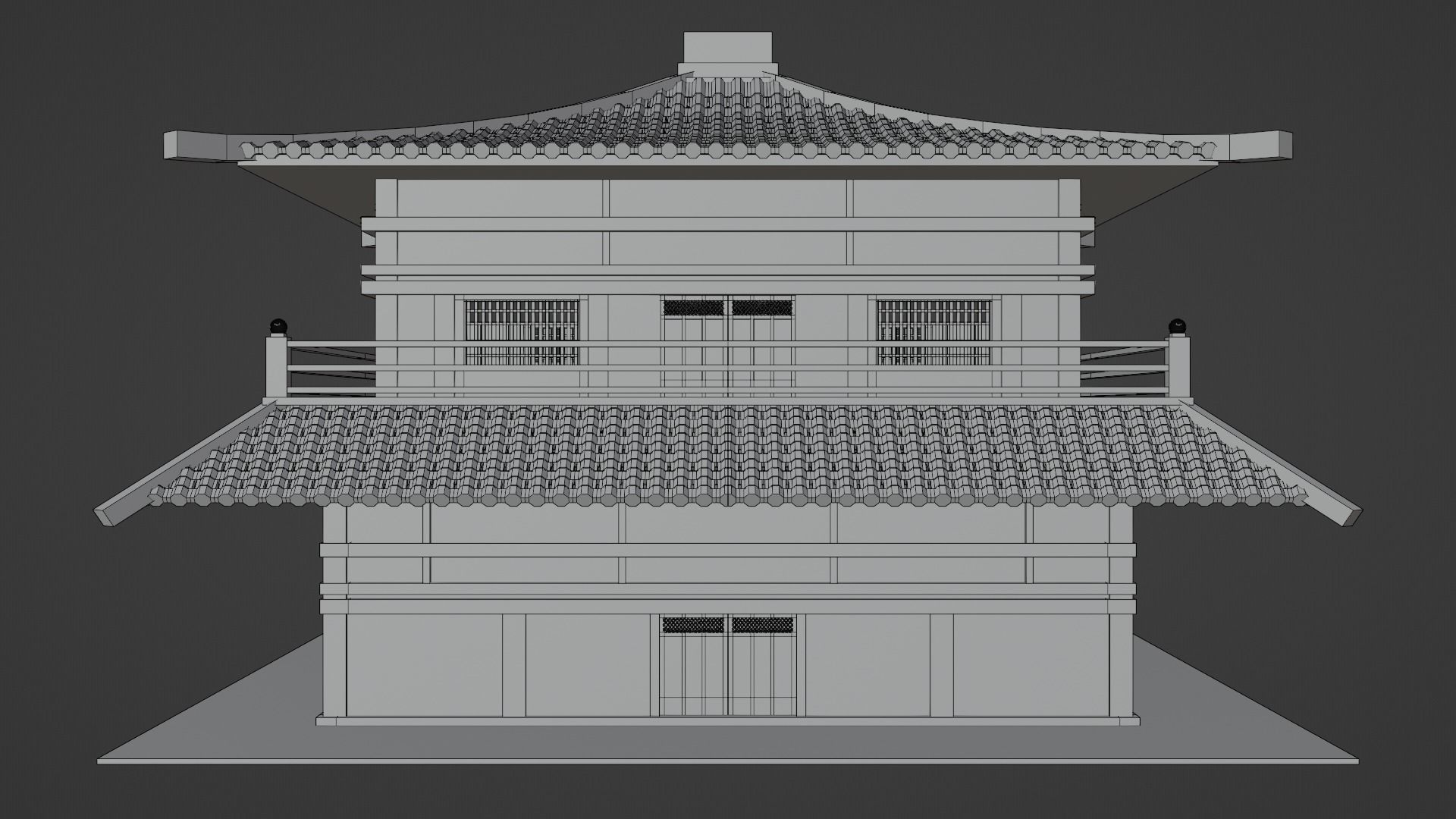 Chinese Two Floors Siheyuan 3D model_6