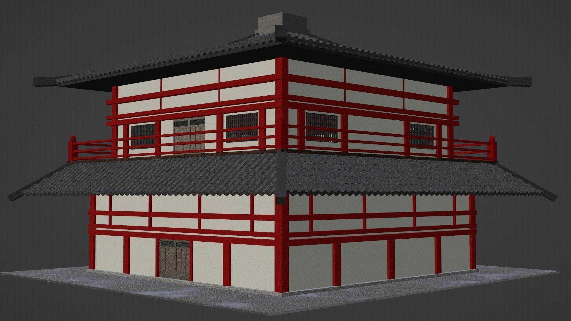 Chinese Two Floors Siheyuan 3D model_13