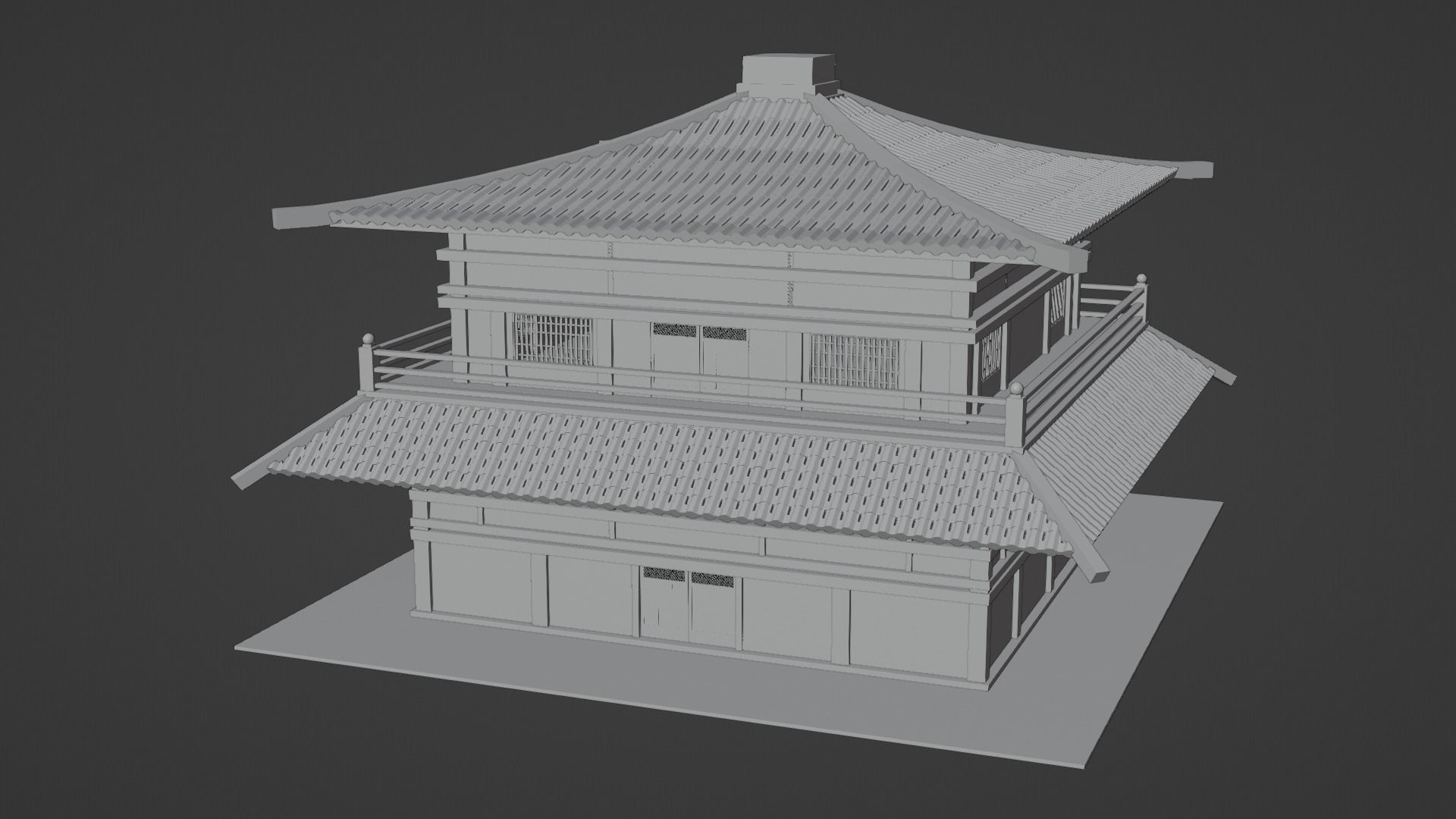 Chinese Two Floors Siheyuan 3D model_2