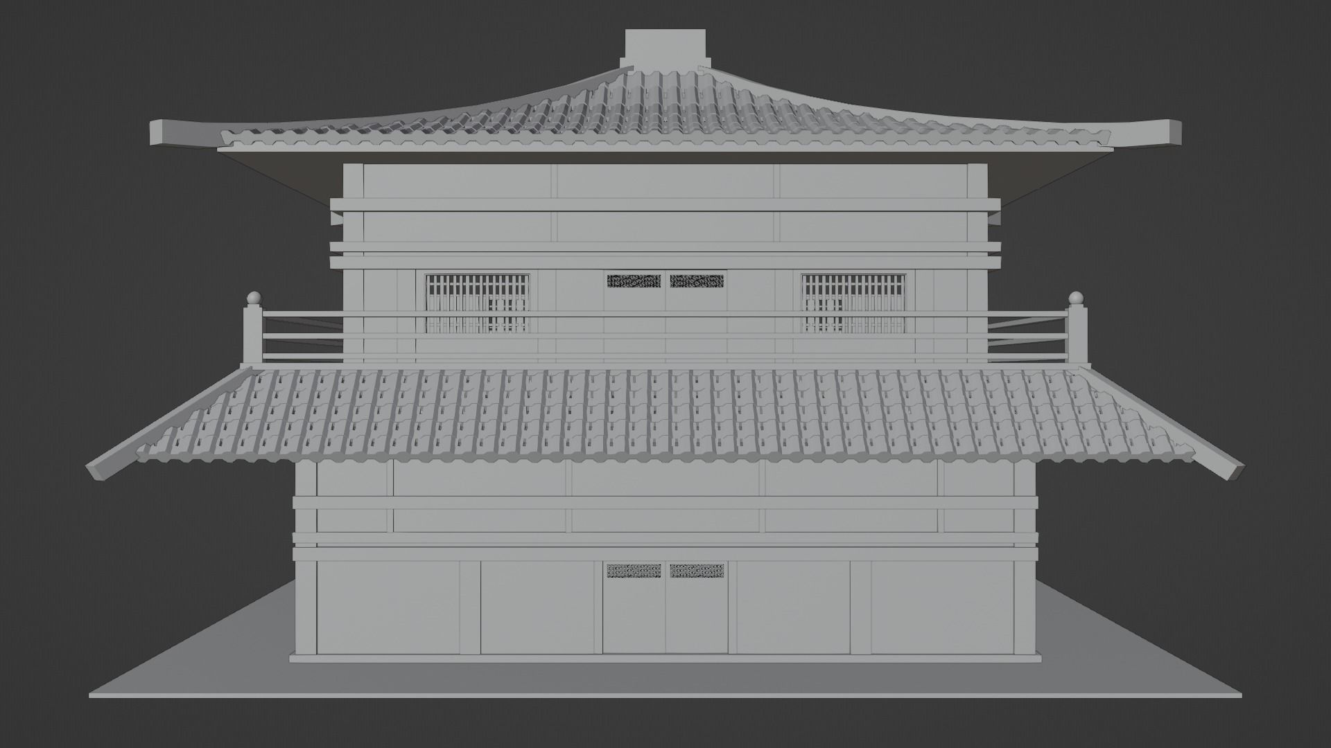 Chinese Two Floors Siheyuan 3D model_5