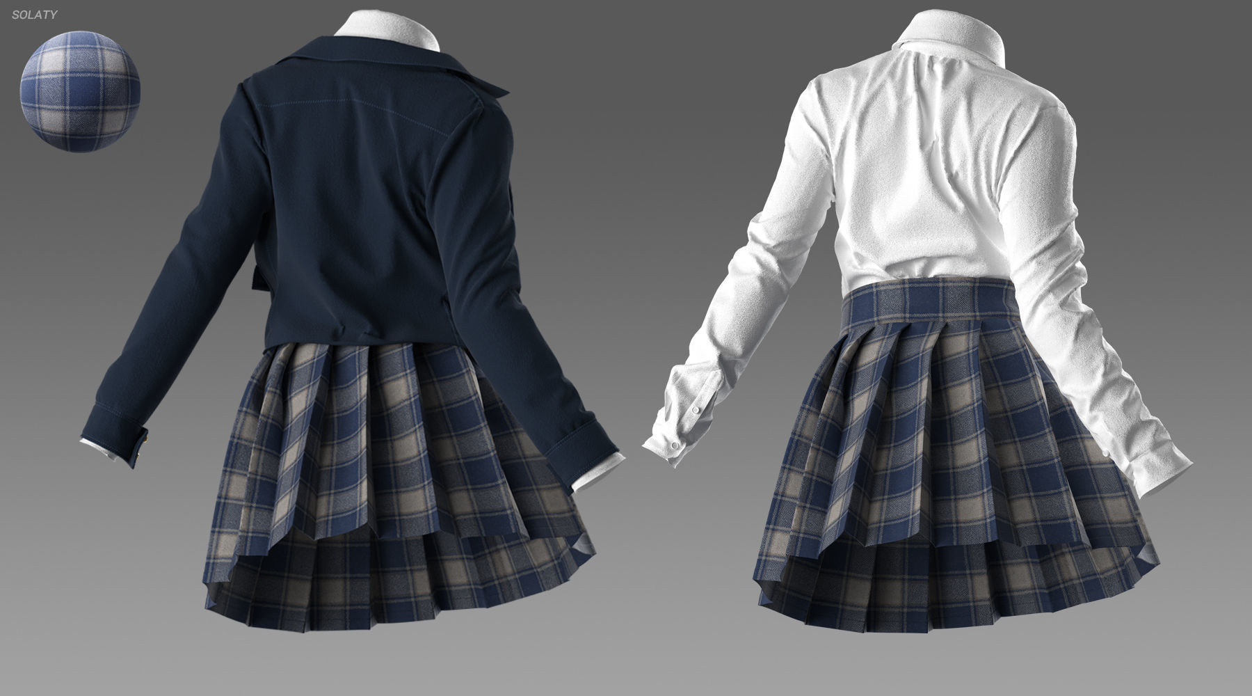 School Uniform - Marvelous Designer 3D model_1