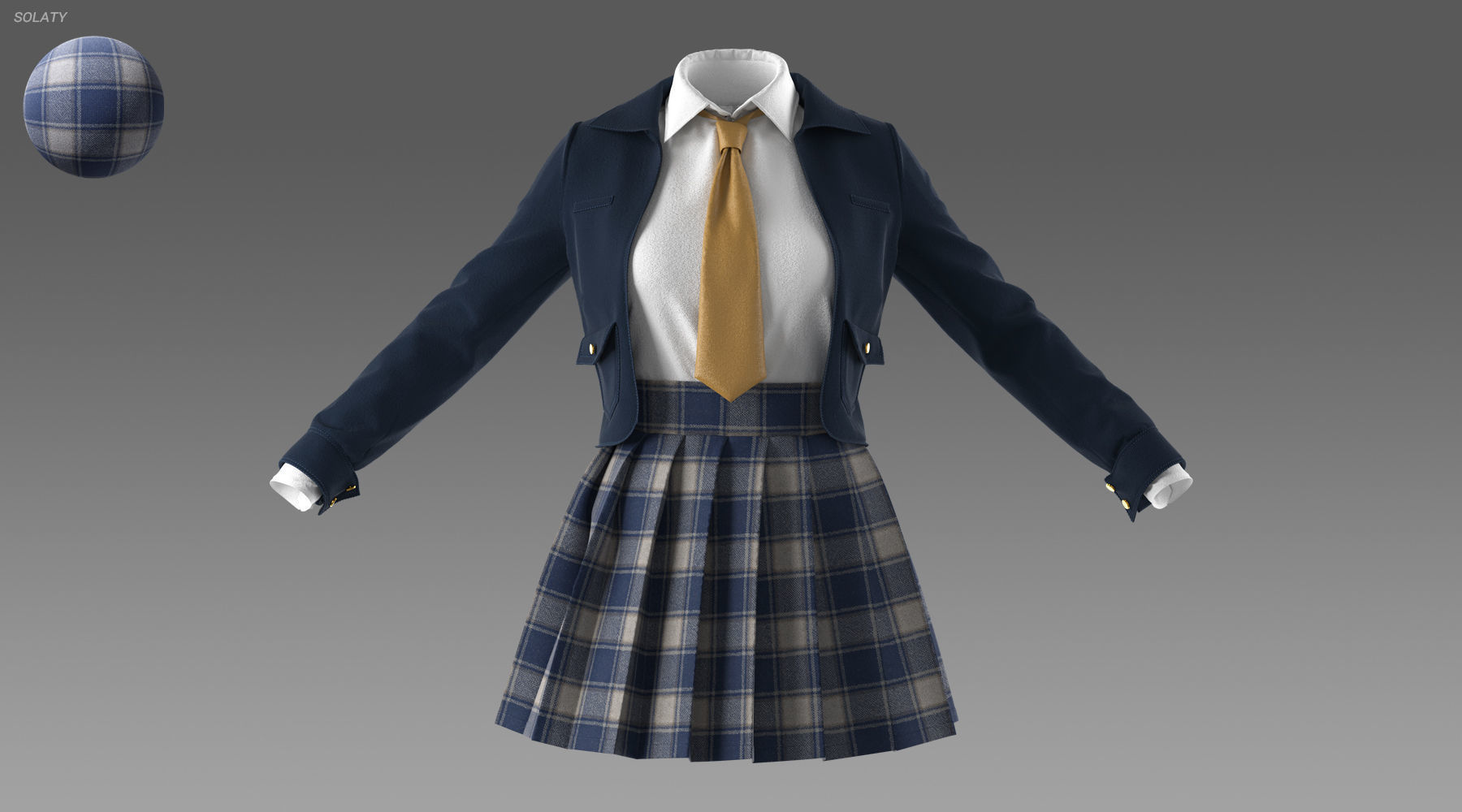 School Uniform - Marvelous Designer 3D model_2