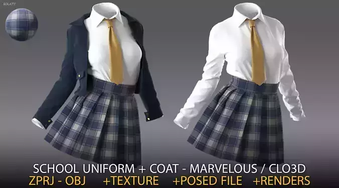 School Uniform - Marvelous Designer 3D model