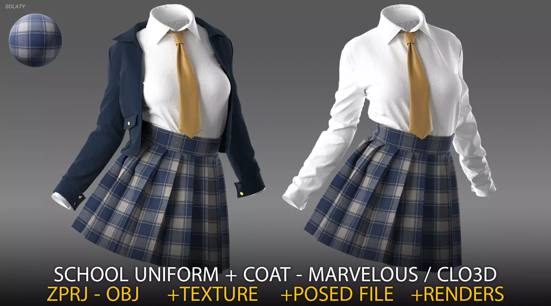 School Uniform - Marvelous Designer 3D model_0