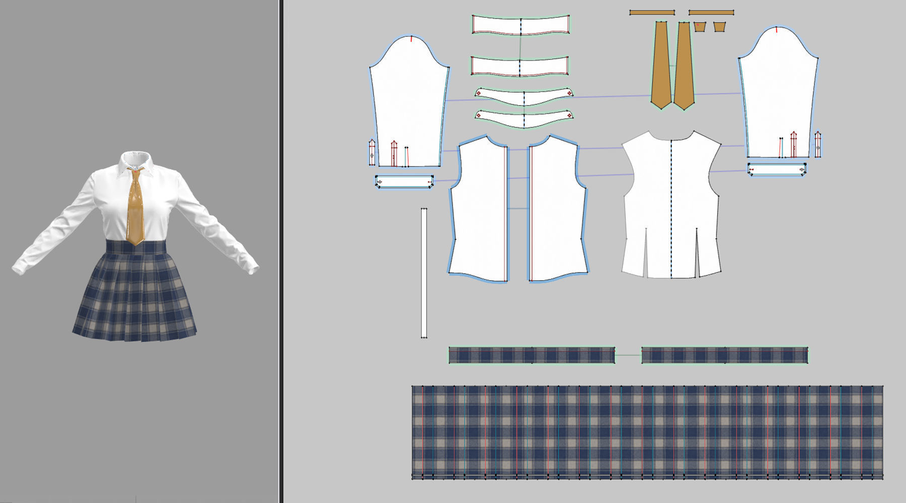 School Uniform - Marvelous Designer 3D model_10