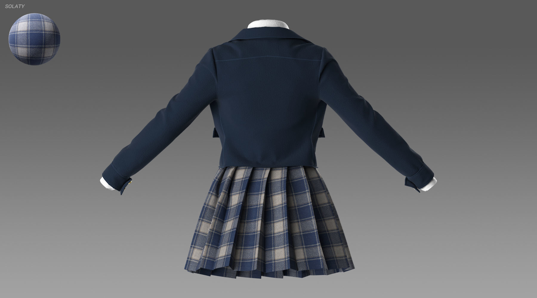 School Uniform - Marvelous Designer 3D model_3