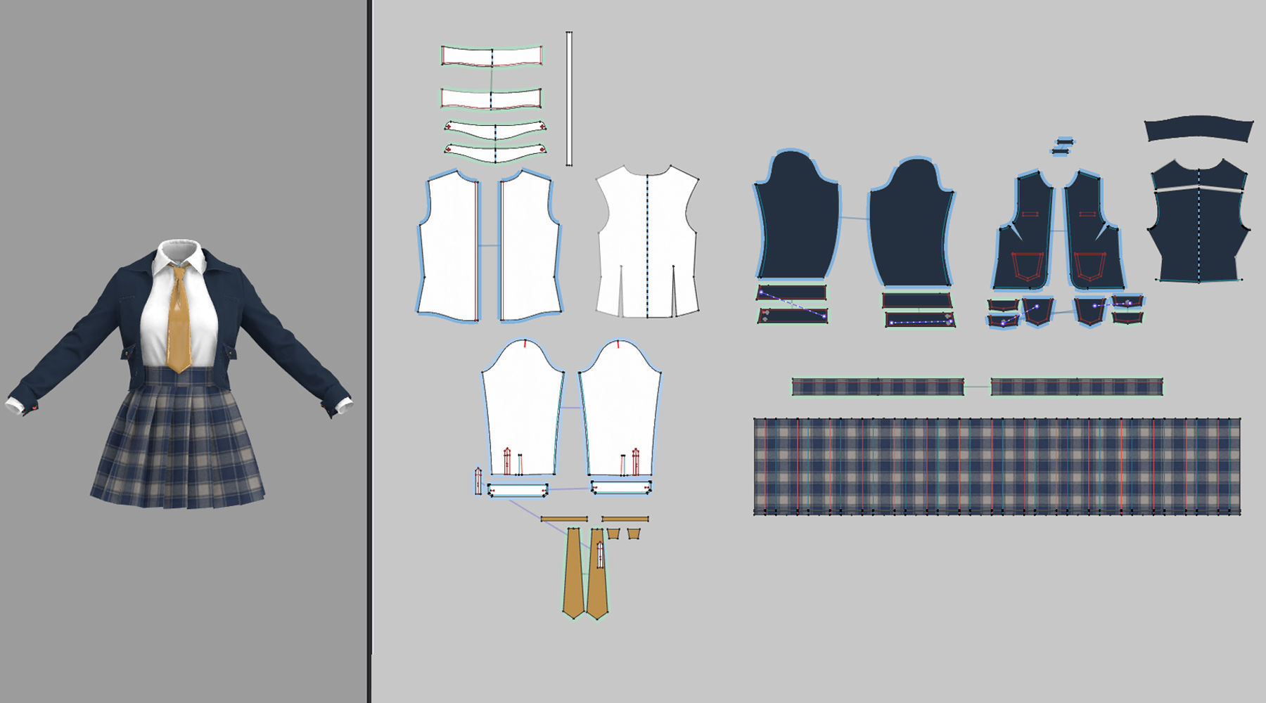 School Uniform - Marvelous Designer 3D model_8