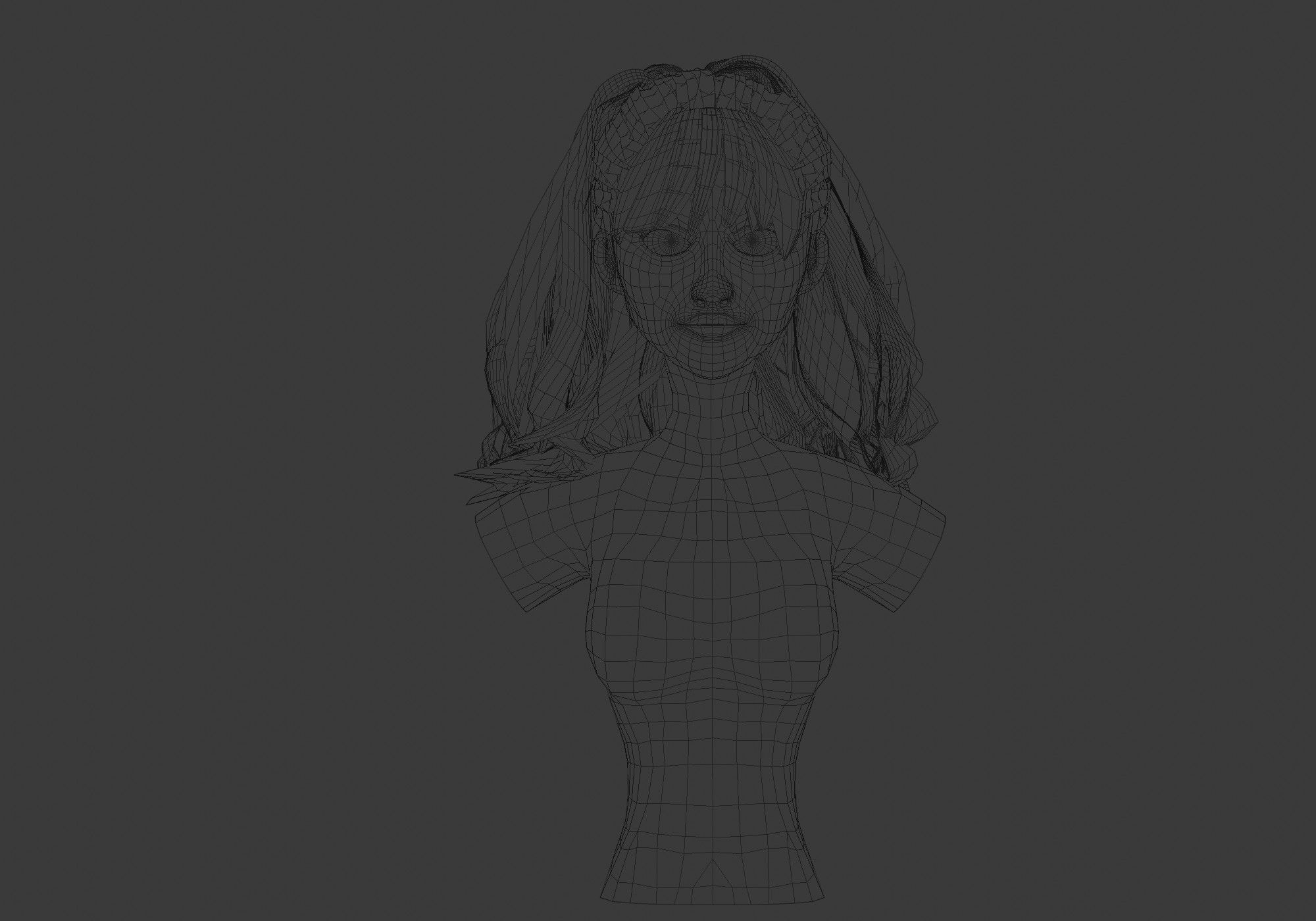 Wavy Pigtail Hairstyle 3D model_5