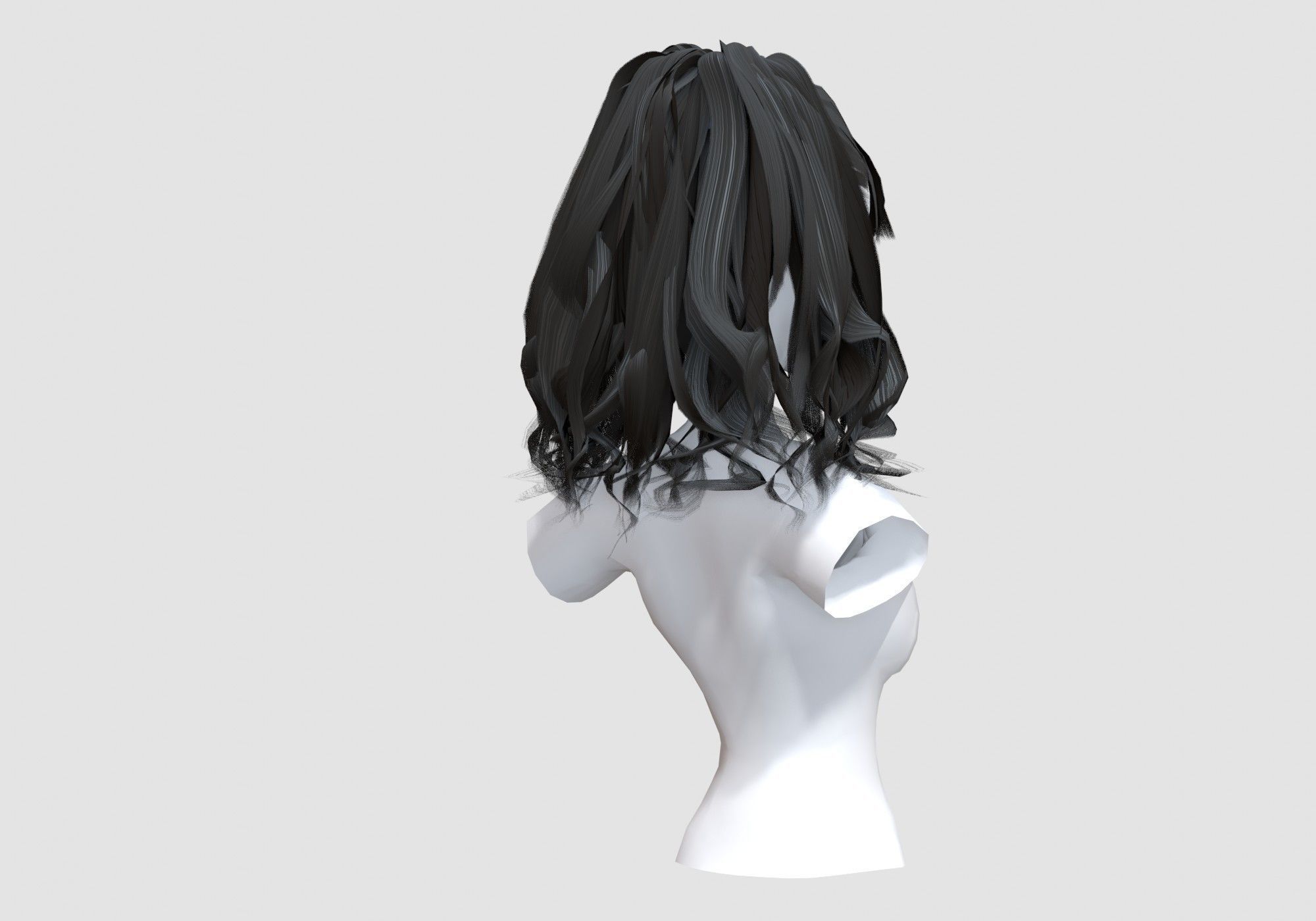 Wavy Pigtail Hairstyle 3D model_3