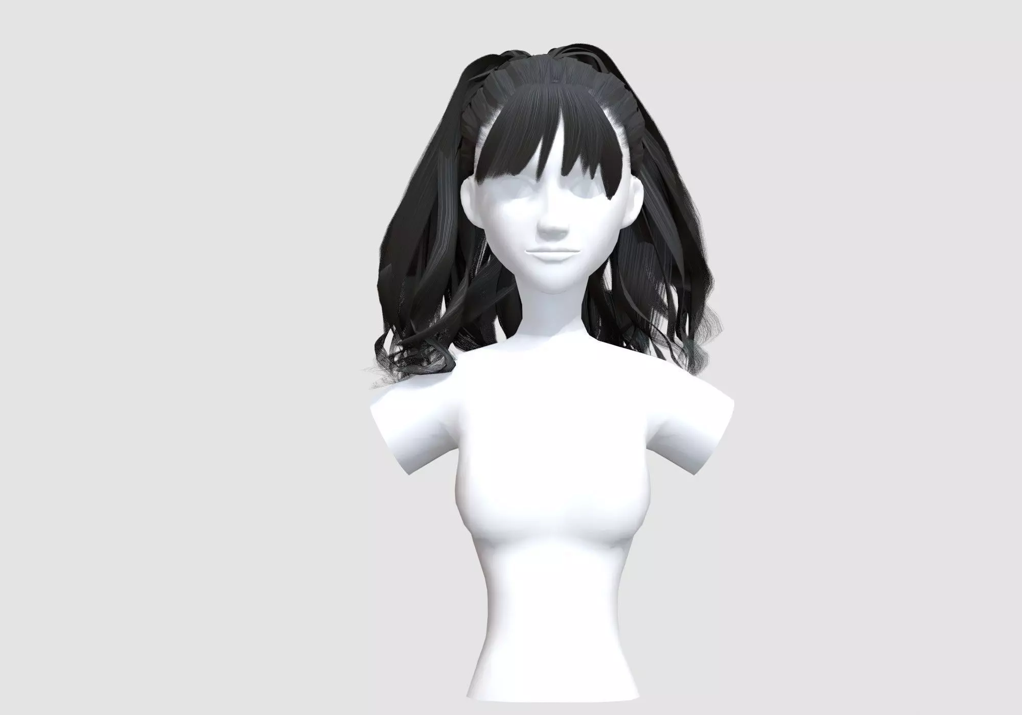 Wavy Pigtail Hairstyle 3D model_0