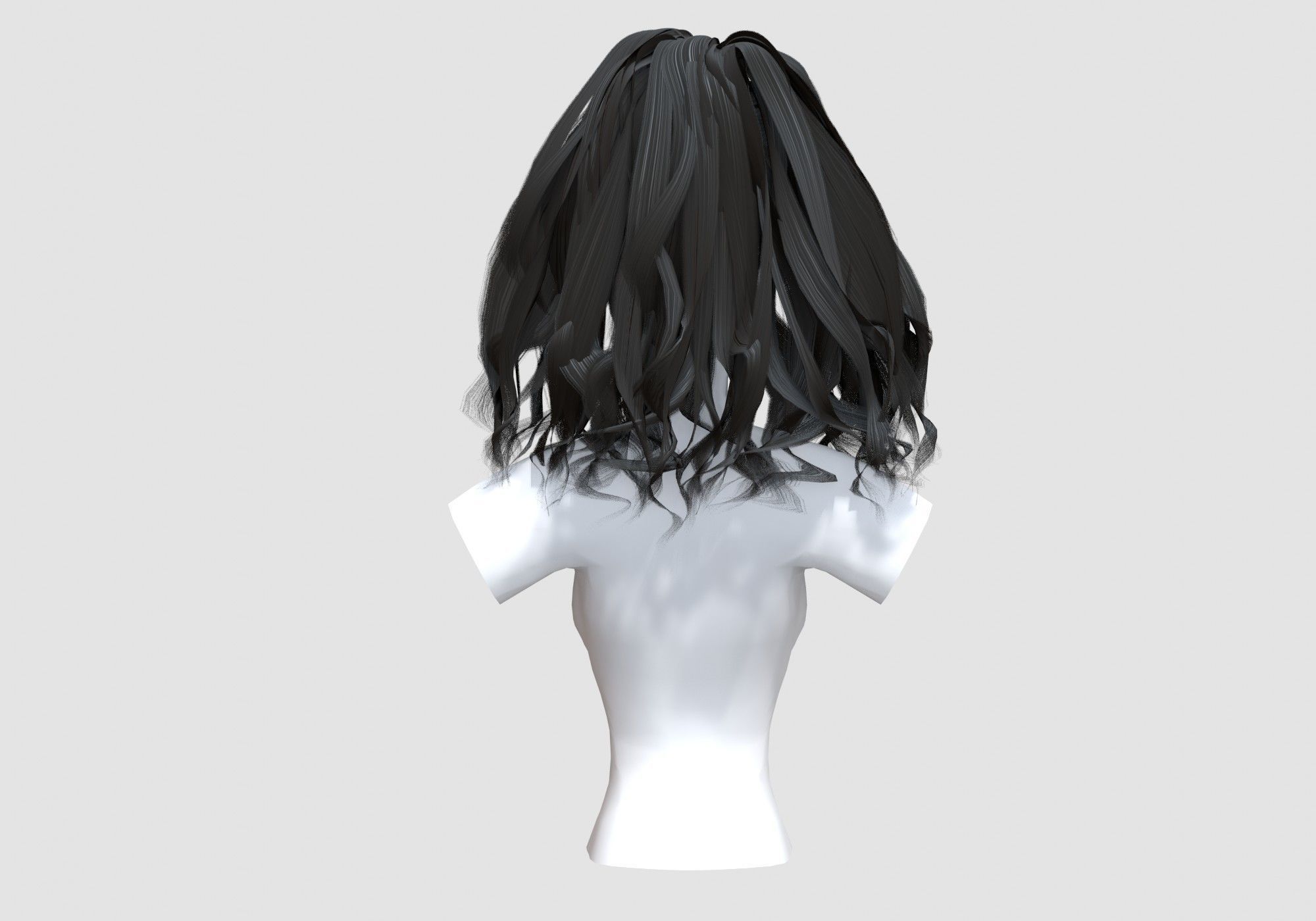 Wavy Pigtail Hairstyle 3D model_4