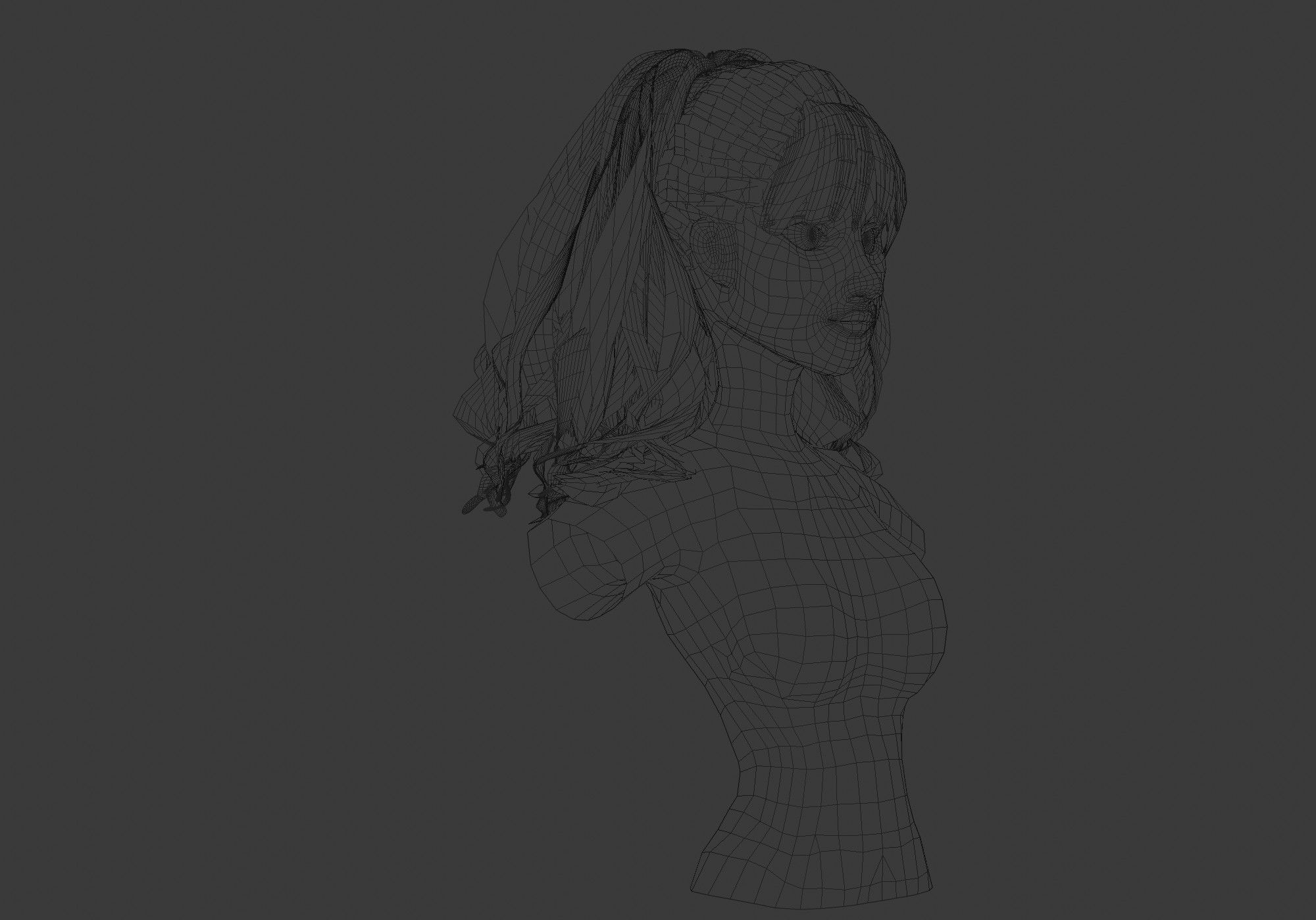 Wavy Pigtail Hairstyle 3D model_6