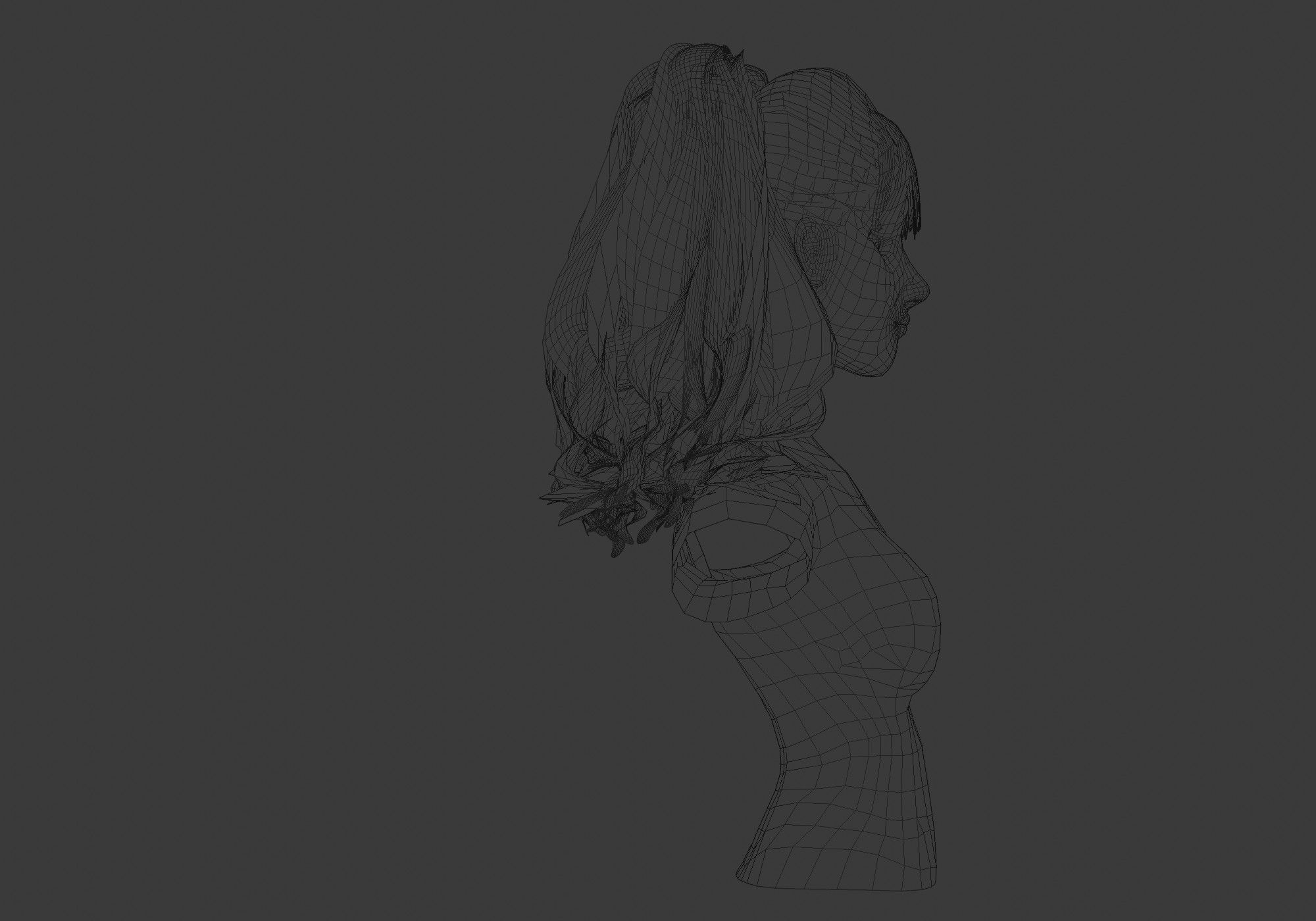 Wavy Pigtail Hairstyle 3D model_7