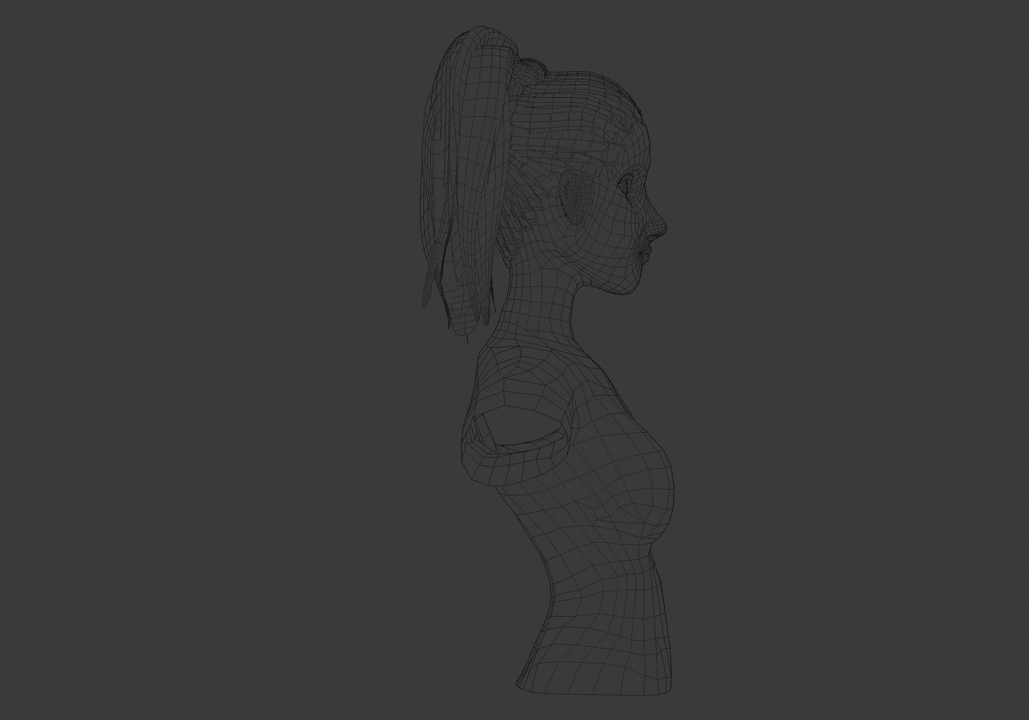 Pigtail Female Hairstyle 3D model_7