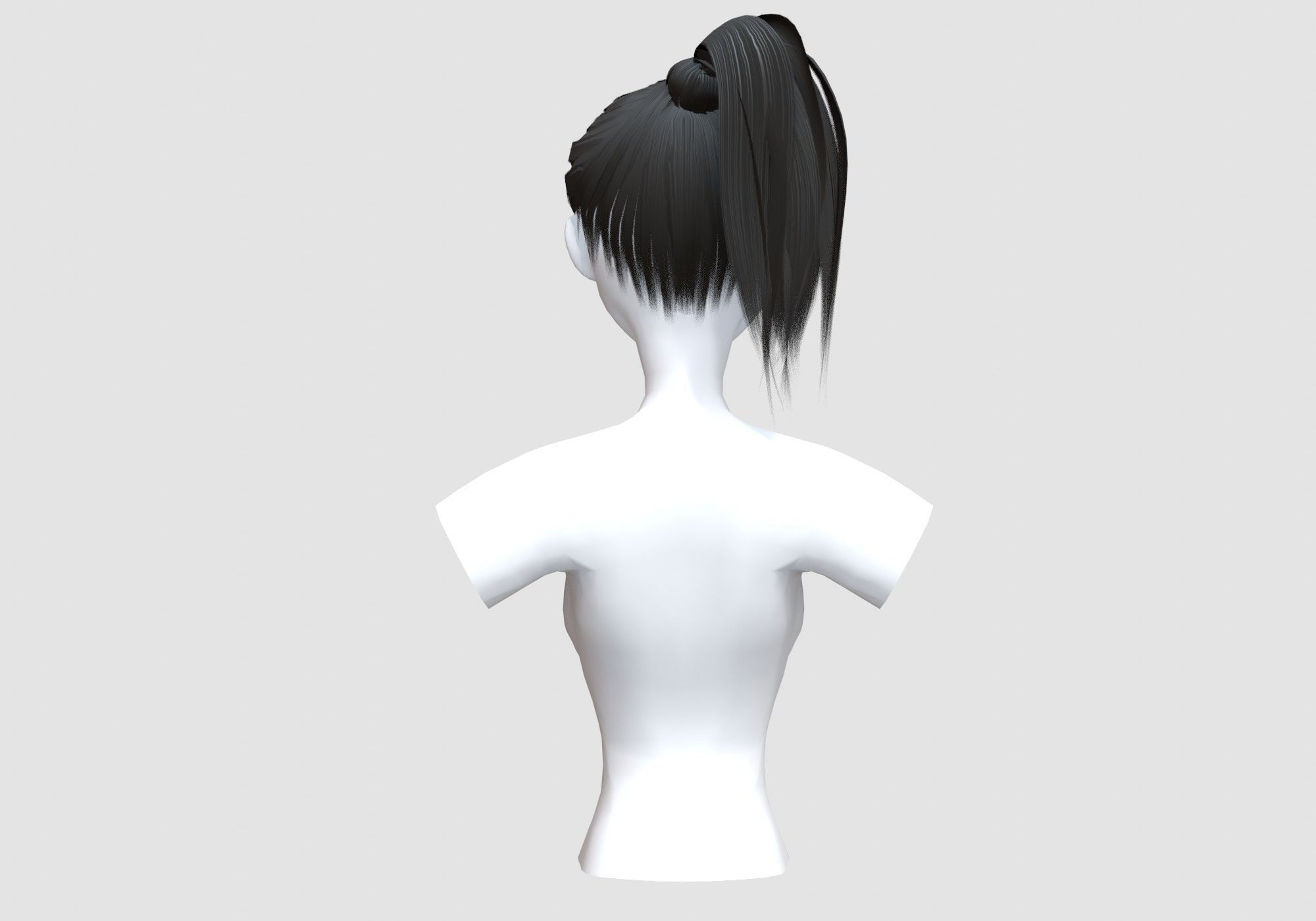 Pigtail Female Hairstyle 3D model_4