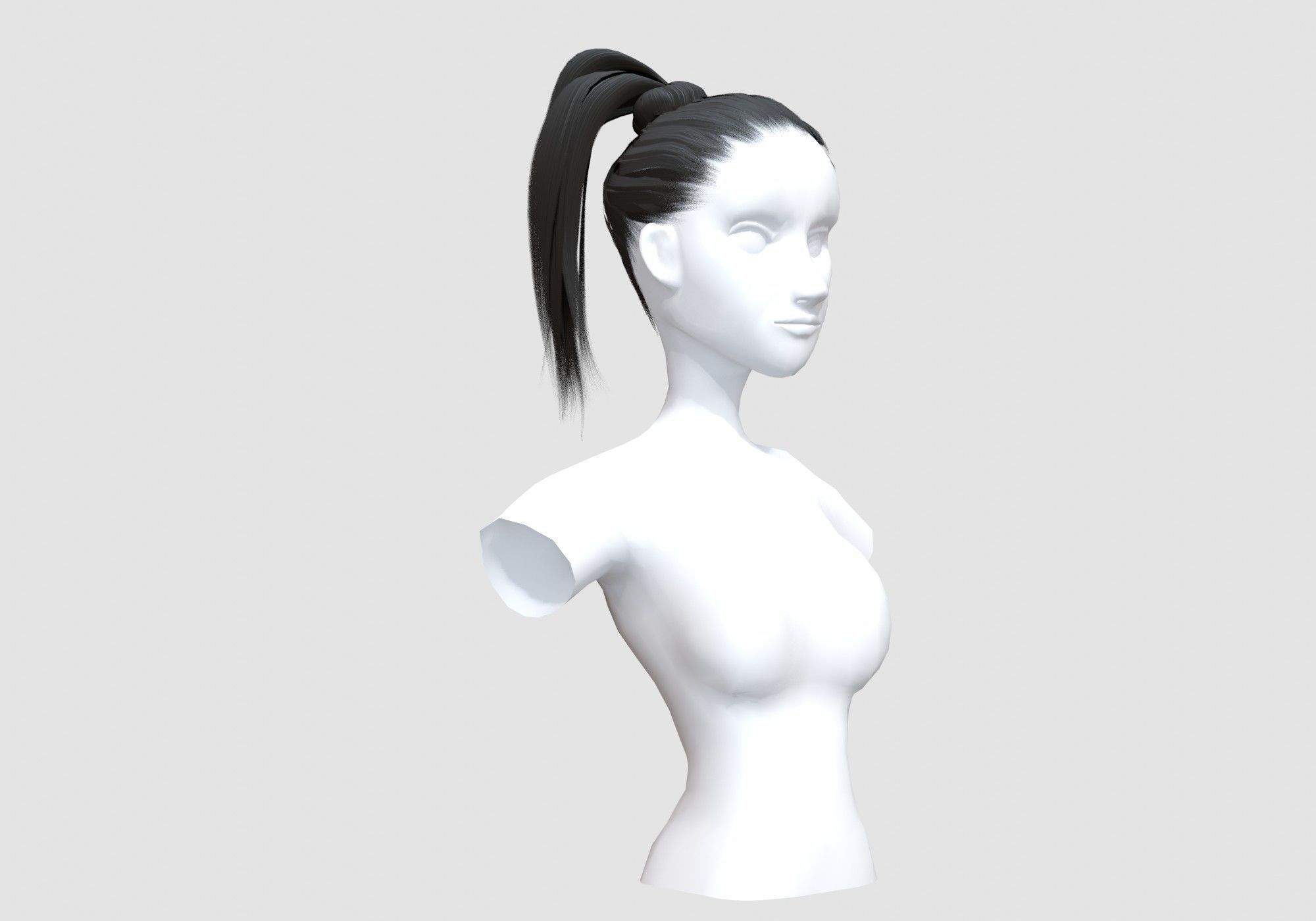 Pigtail Female Hairstyle 3D model_1