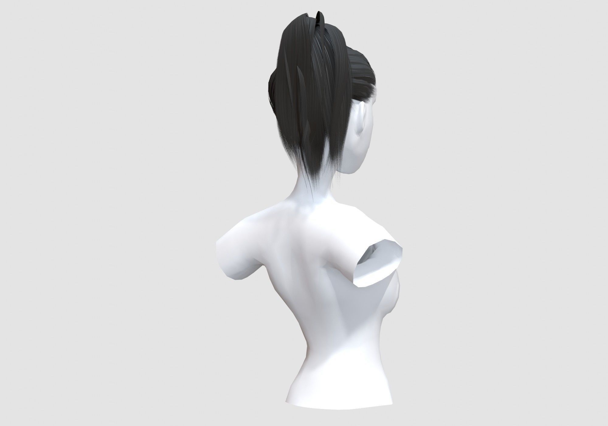Pigtail Female Hairstyle 3D model_3