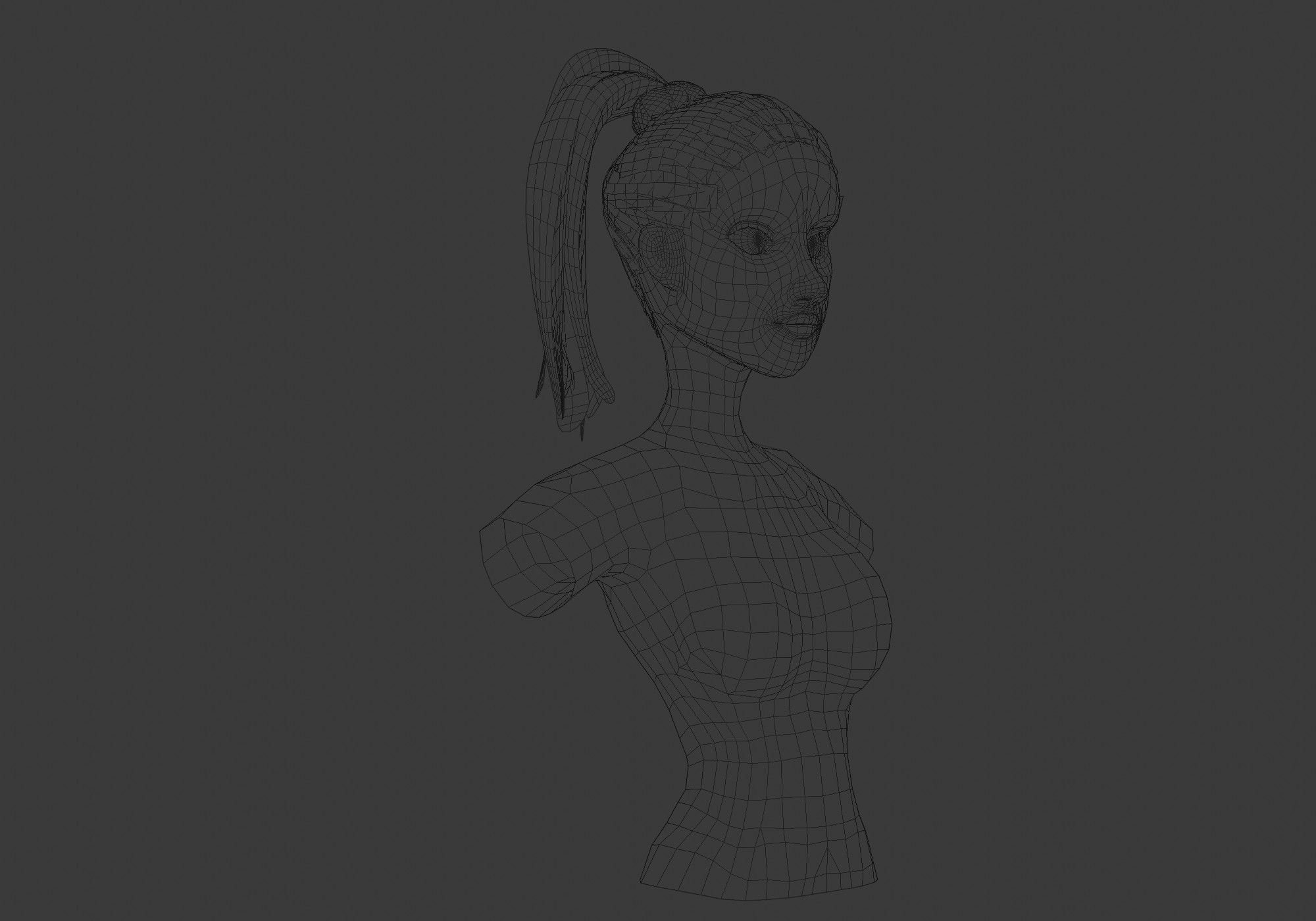 Pigtail Female Hairstyle 3D model_6