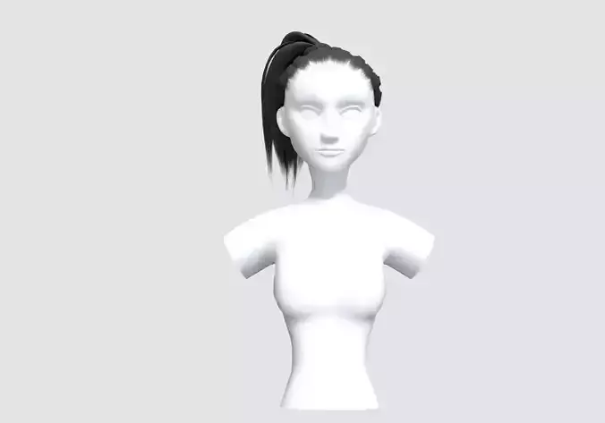 Pigtail Female Hairstyle 3D model