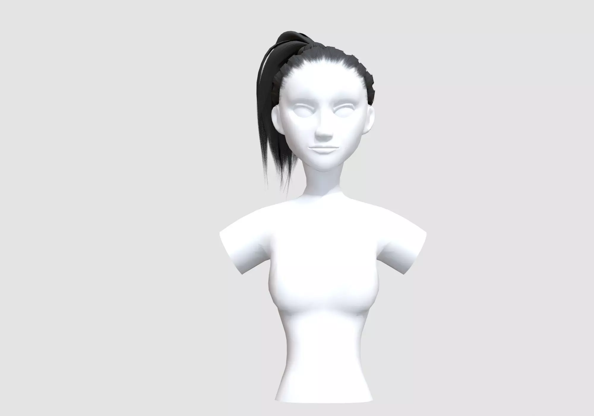 Pigtail Female Hairstyle 3D model_0