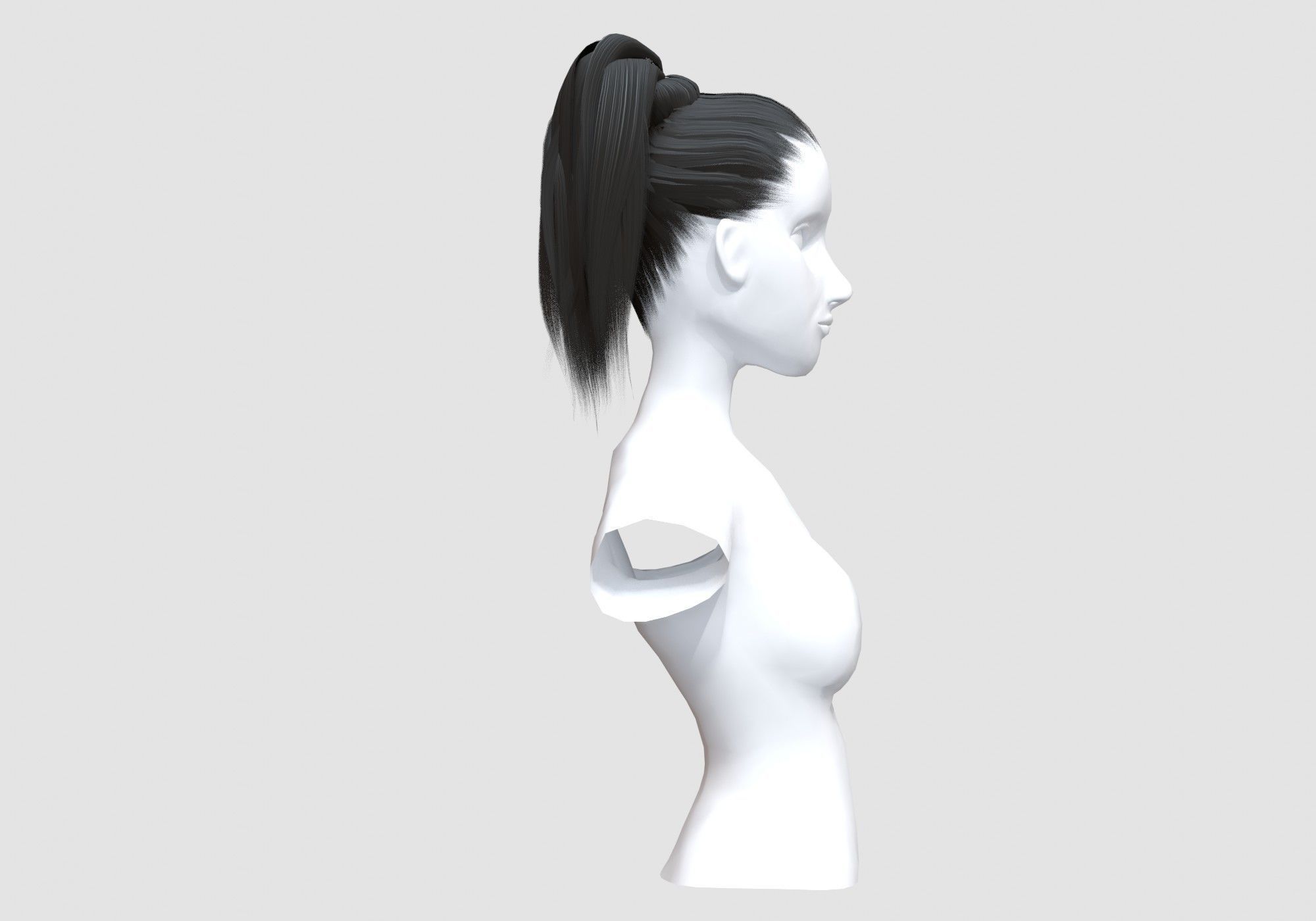 Pigtail Female Hairstyle 3D model_2