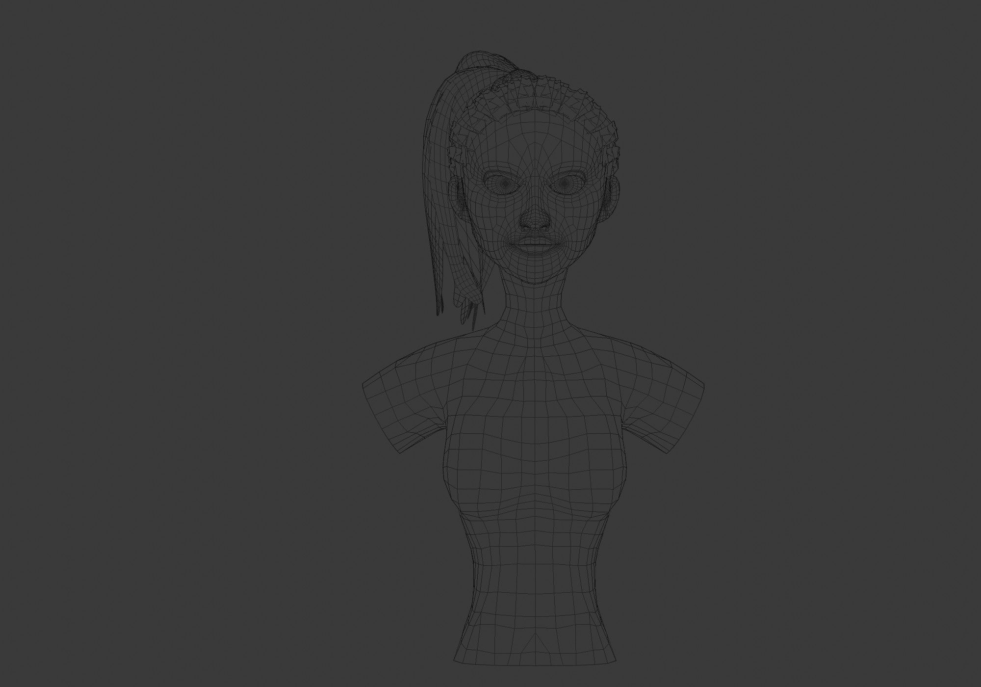 Pigtail Female Hairstyle 3D model_5