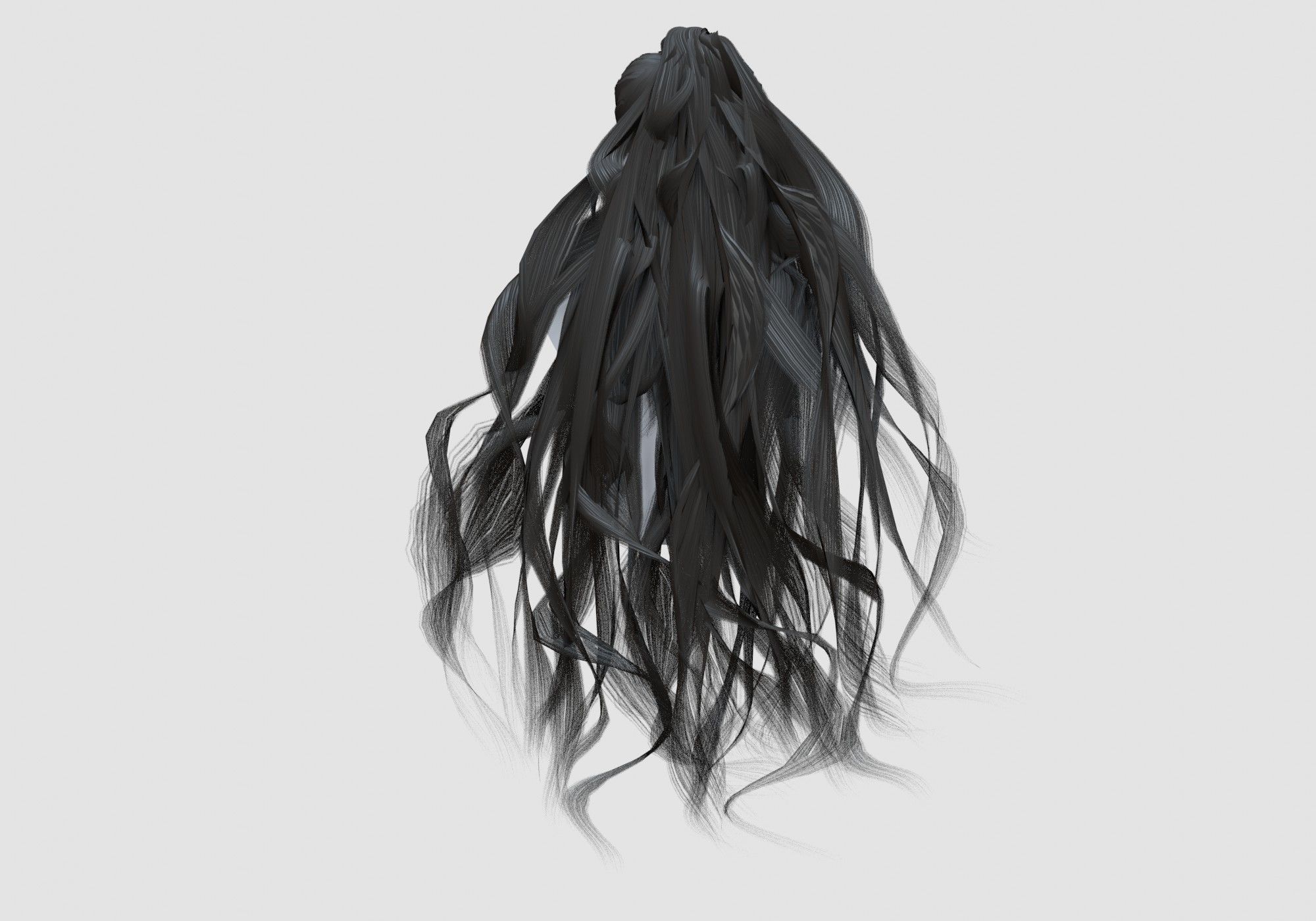 Long Wavy Hairstyle  3D model_4
