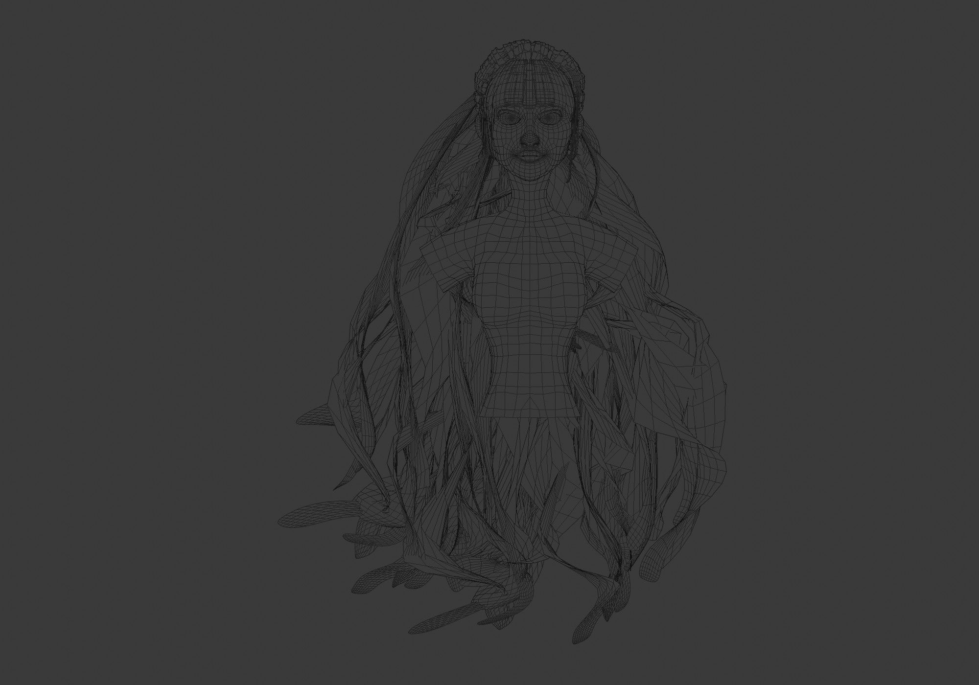 Long Wavy Hairstyle  3D model_5