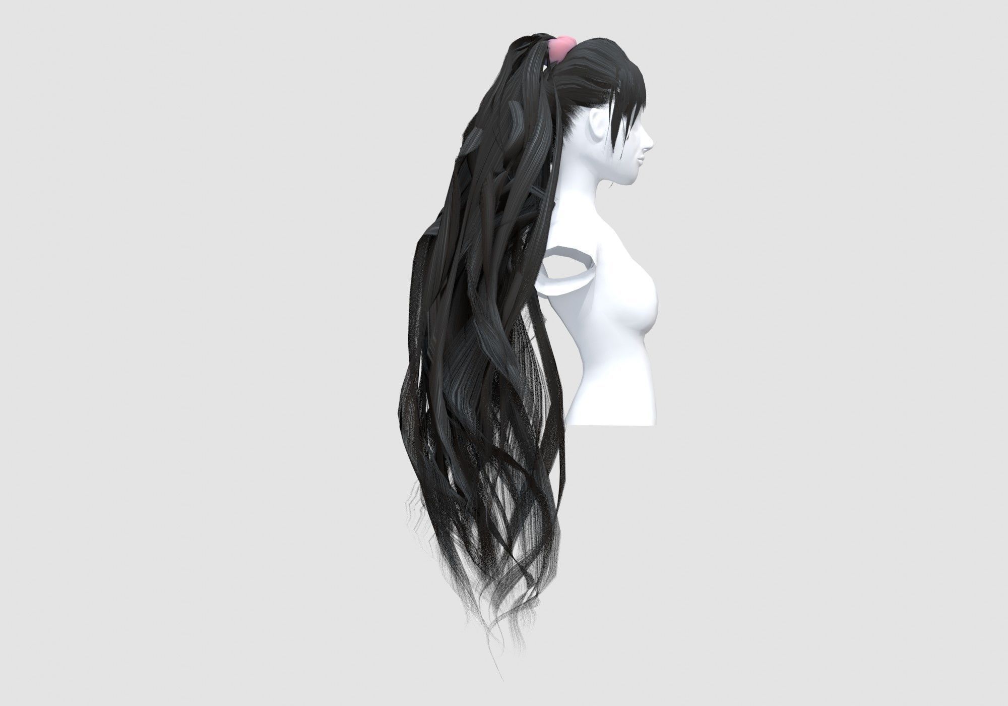 Long Wavy Hairstyle  3D model_2