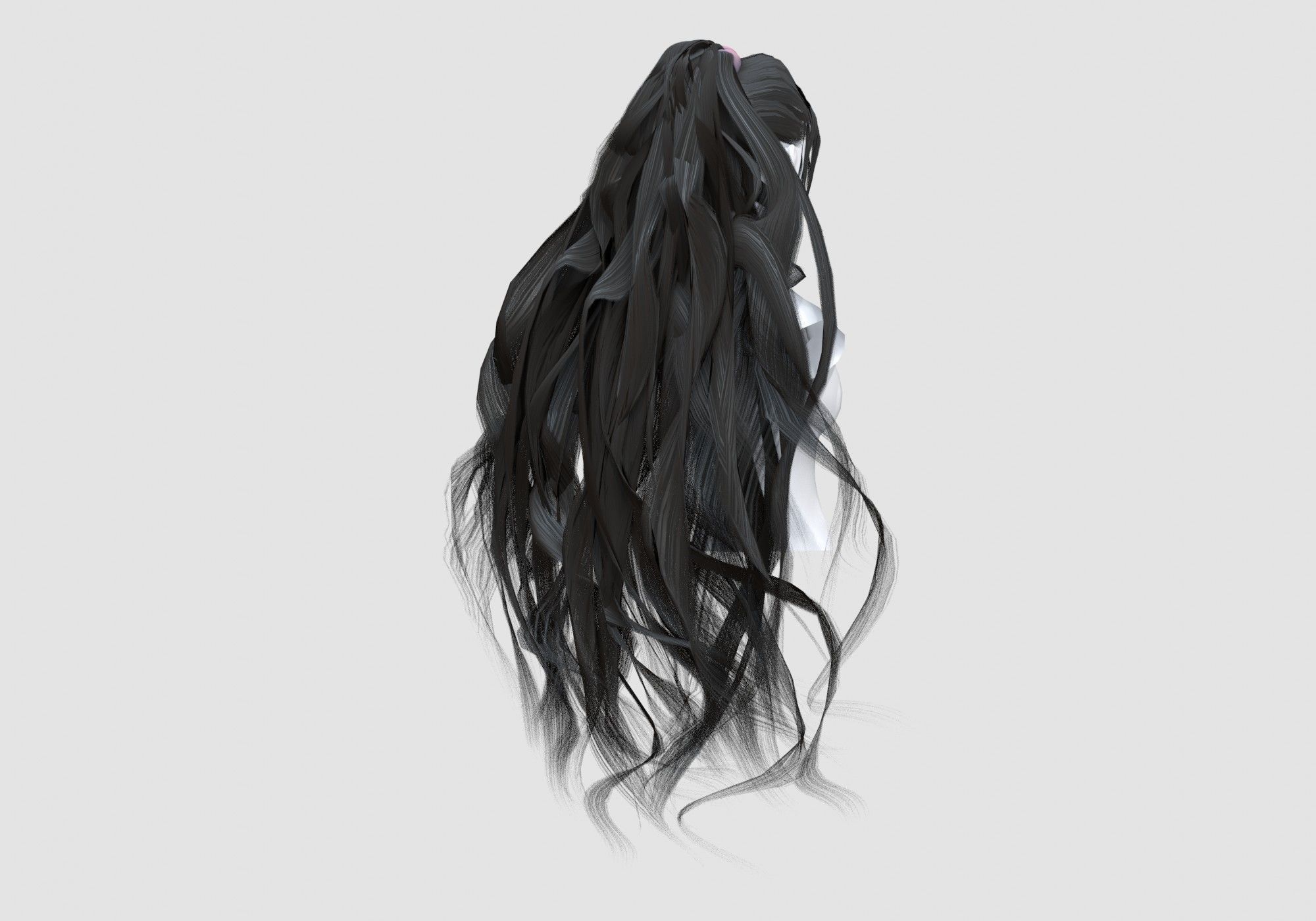 Long Wavy Hairstyle  3D model_3