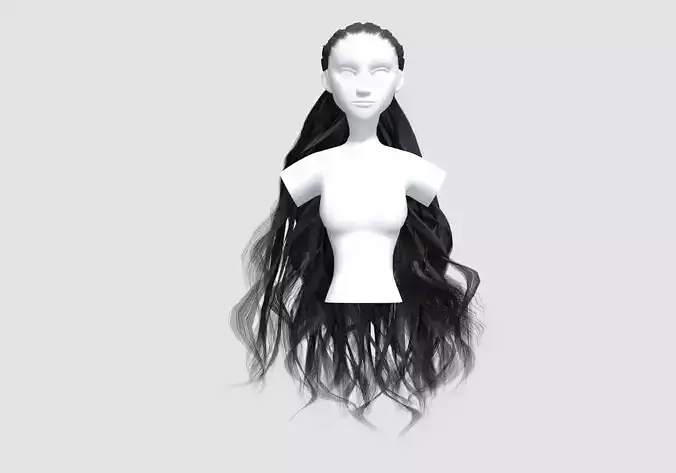 Long Black Hairstyle  3D model