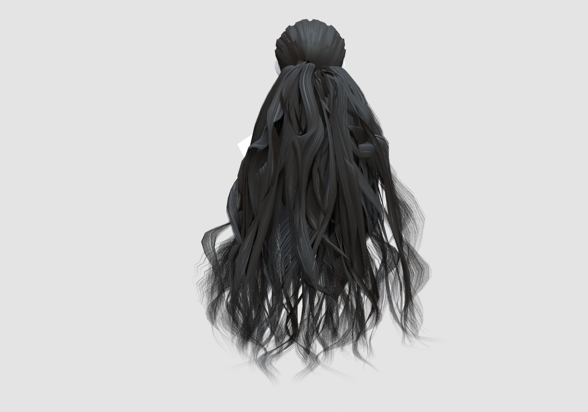 Long Black Hairstyle 3D model_4