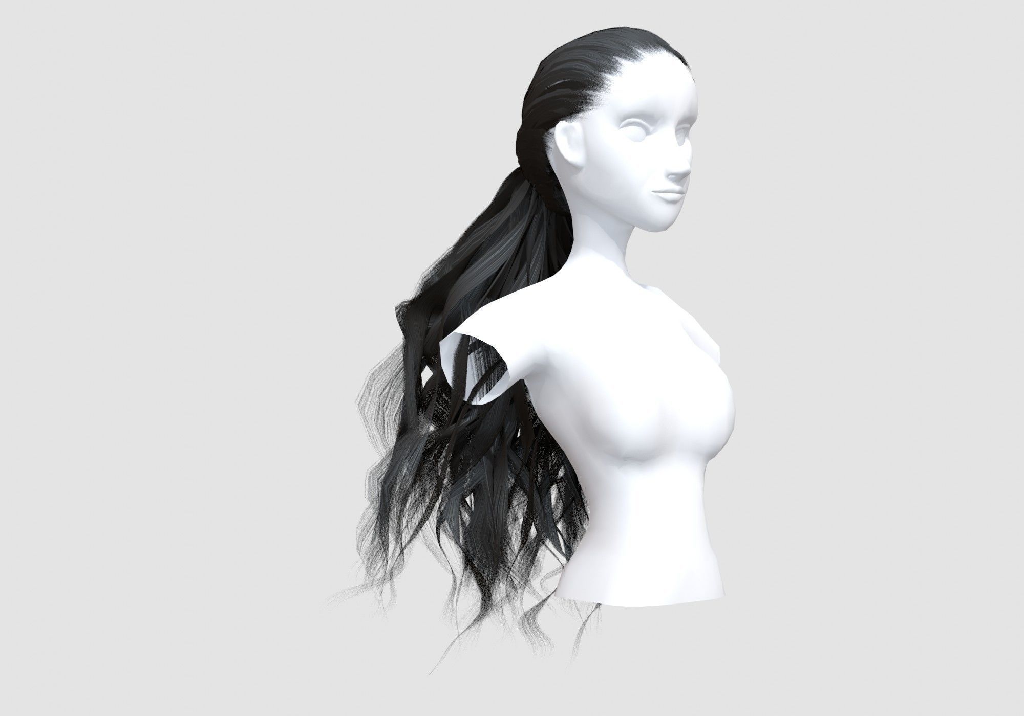 Female Pigtail Hairstyle 3D model_1