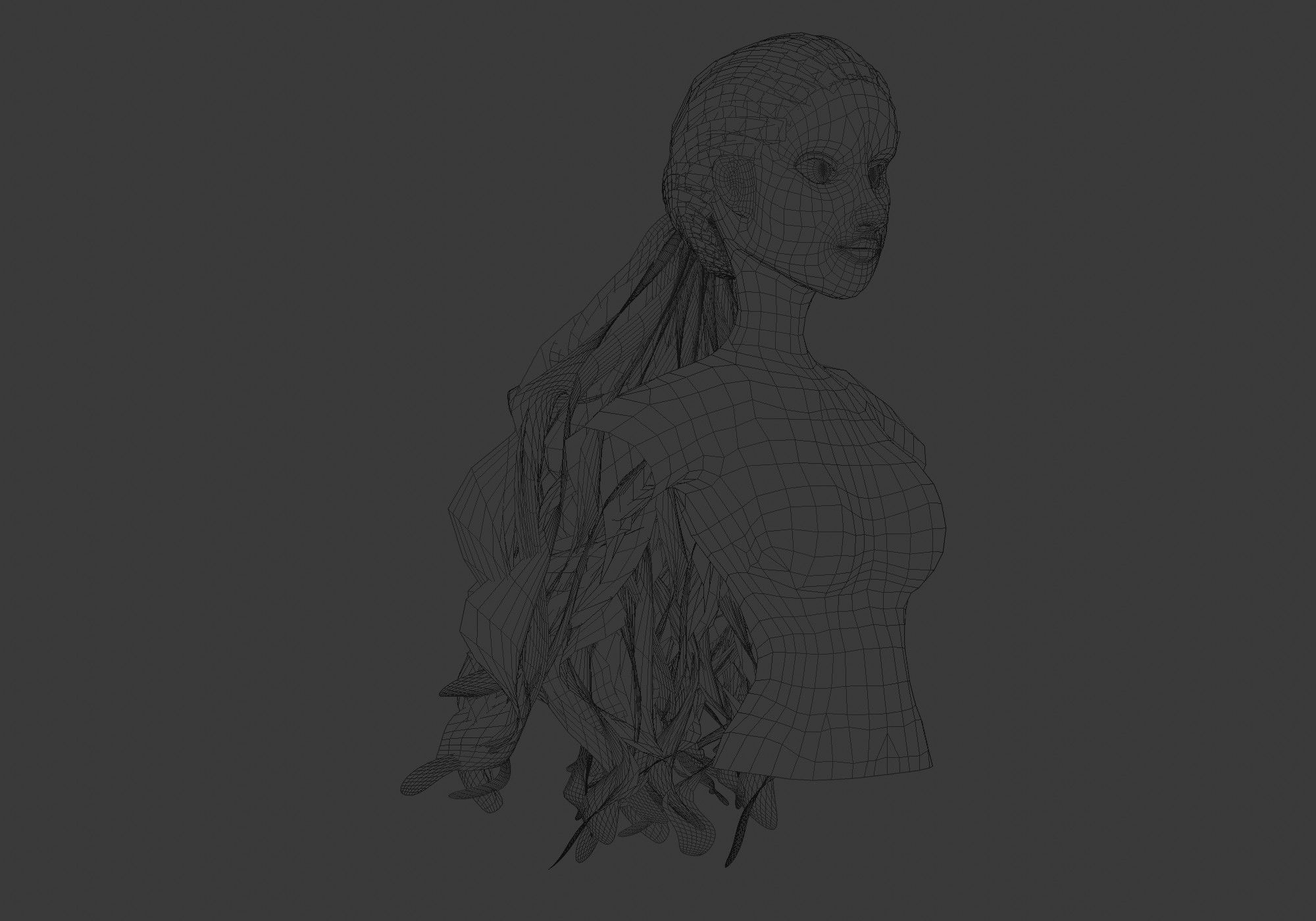 Female Pigtail Hairstyle 3D model_6