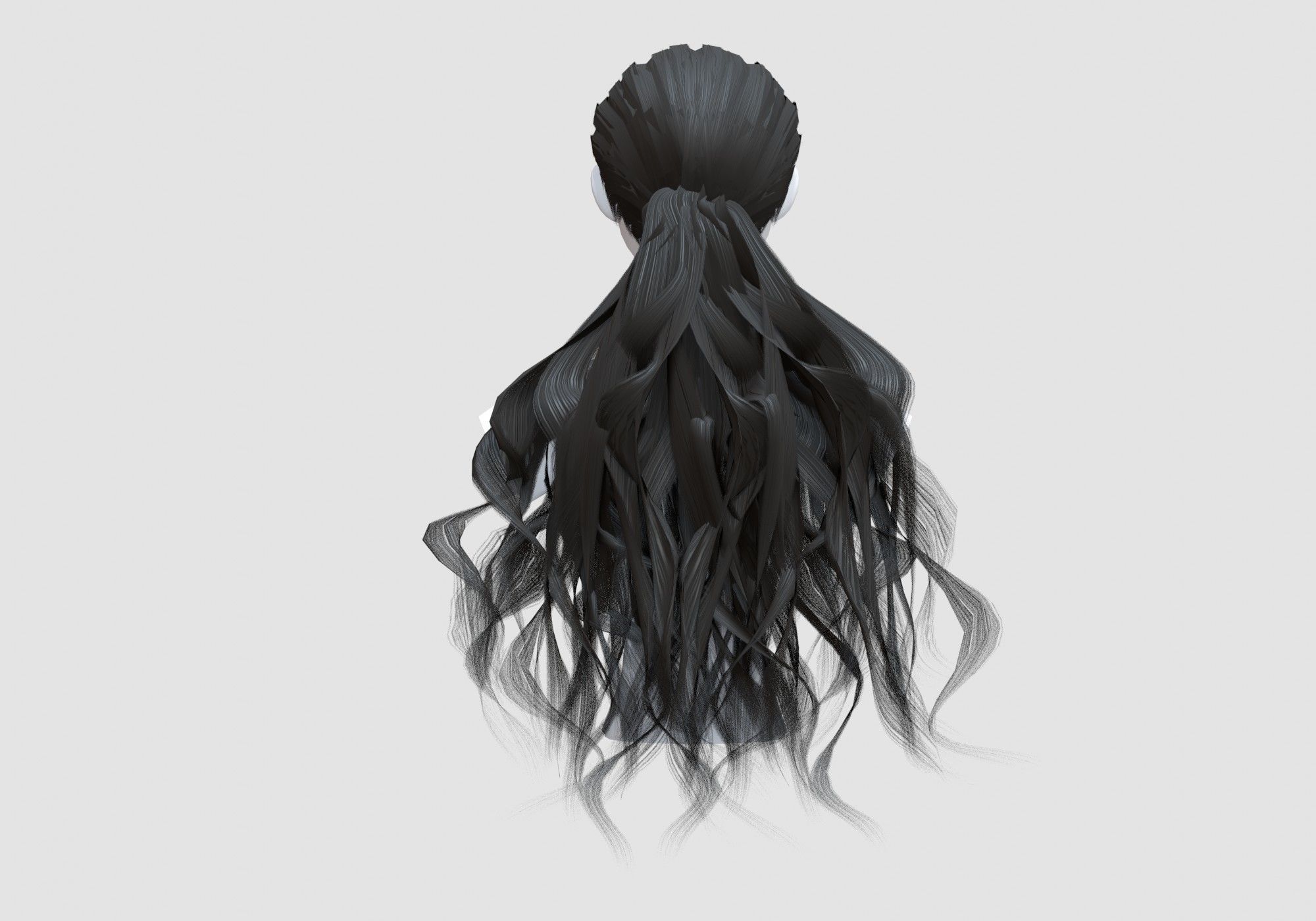 Female Pigtail Hairstyle 3D model_4