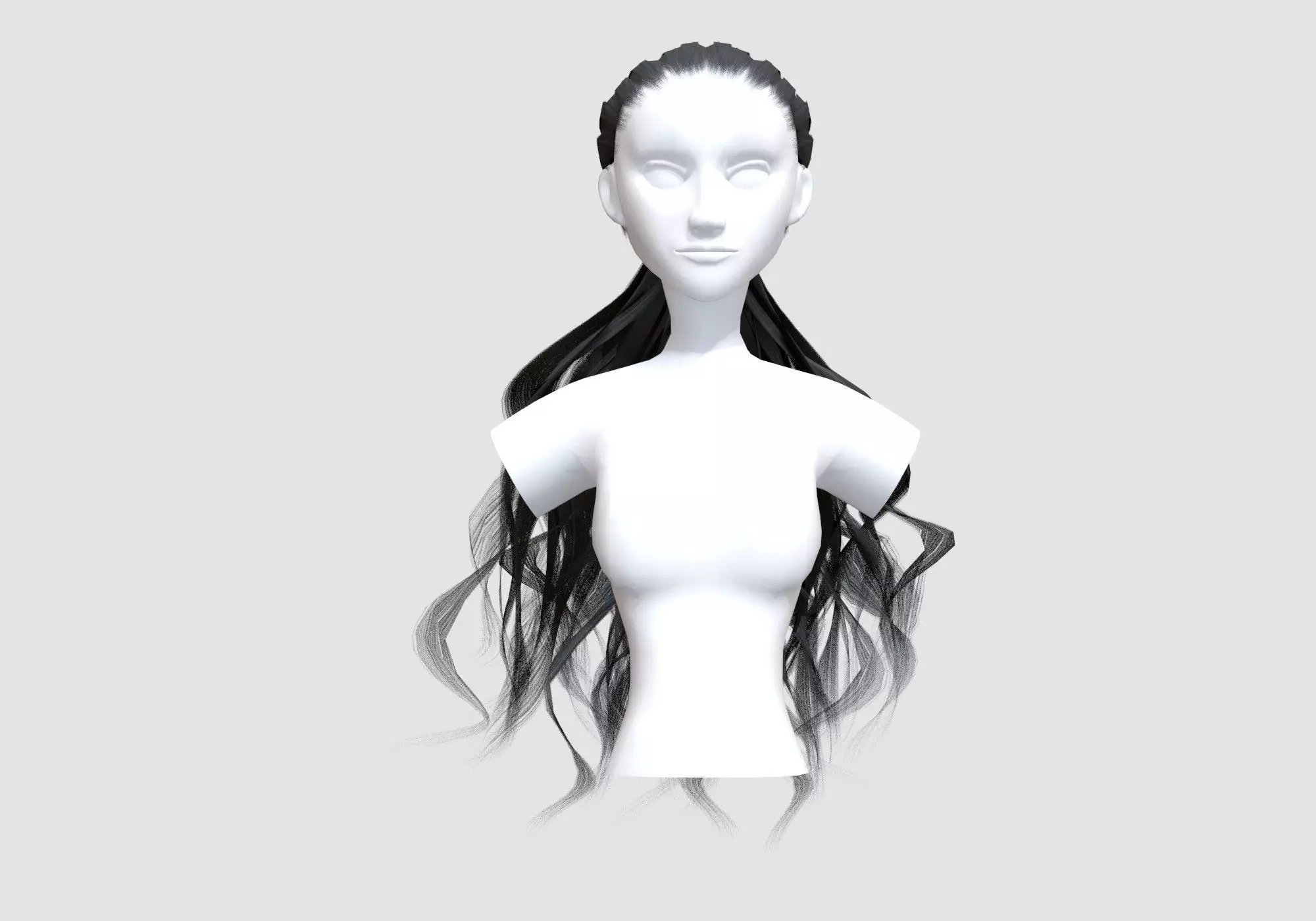 Female Pigtail Hairstyle 3D model_0