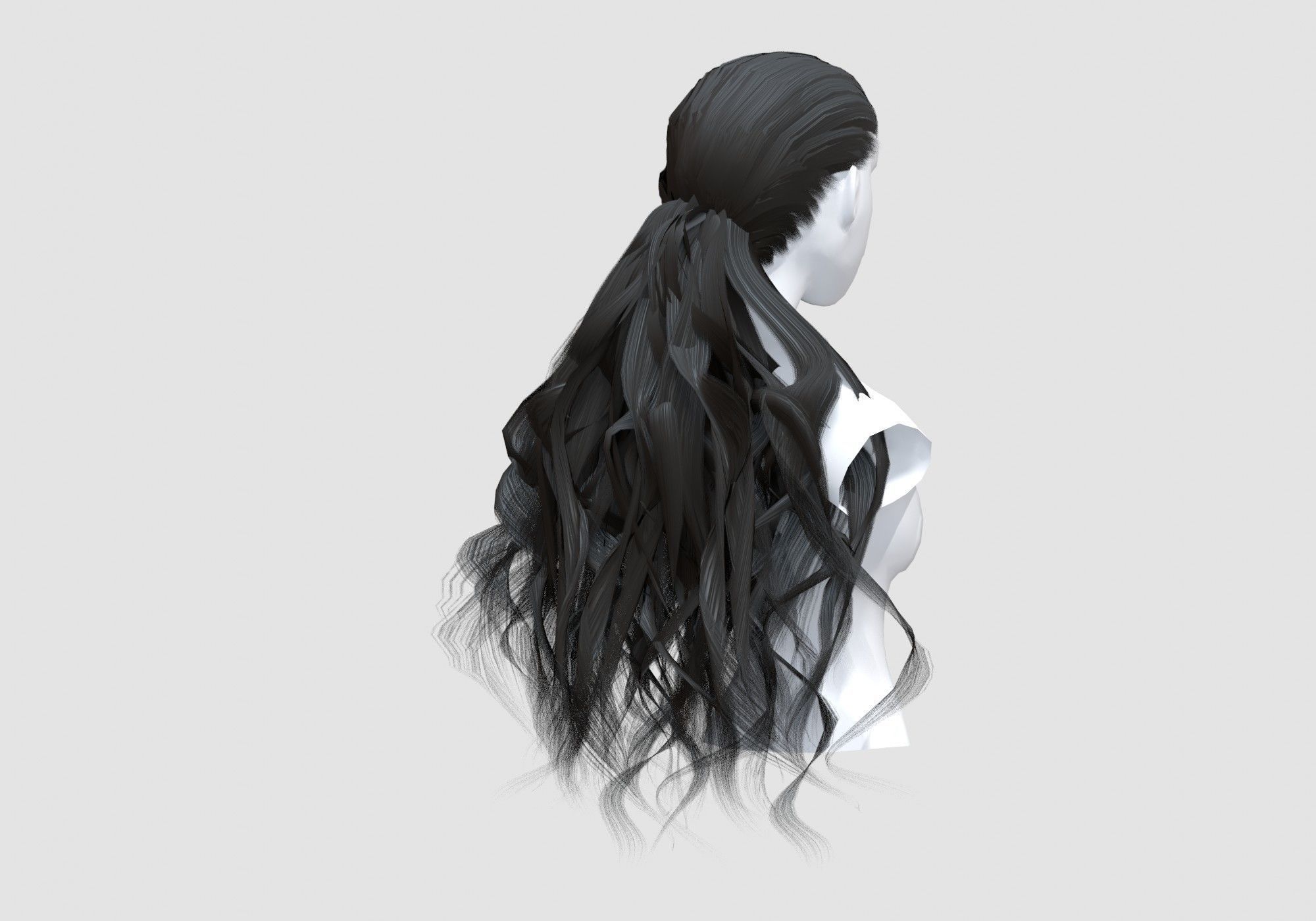 Female Pigtail Hairstyle 3D model_3