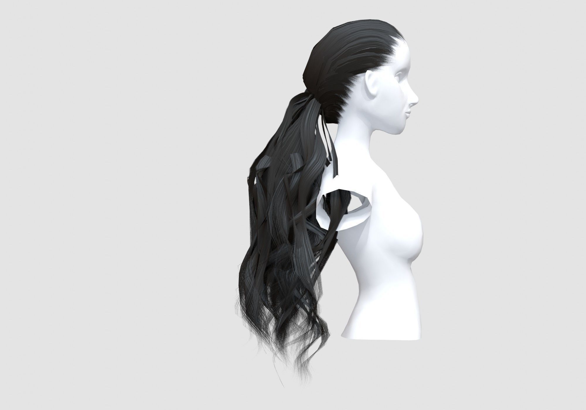 Female Pigtail Hairstyle 3D model_2