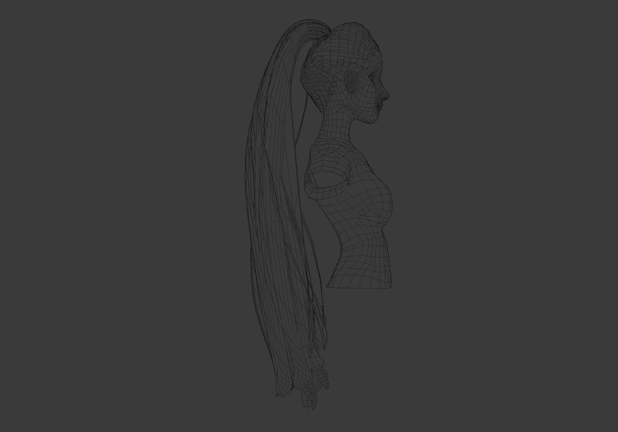 Female Long Hairstyle 3D model_7