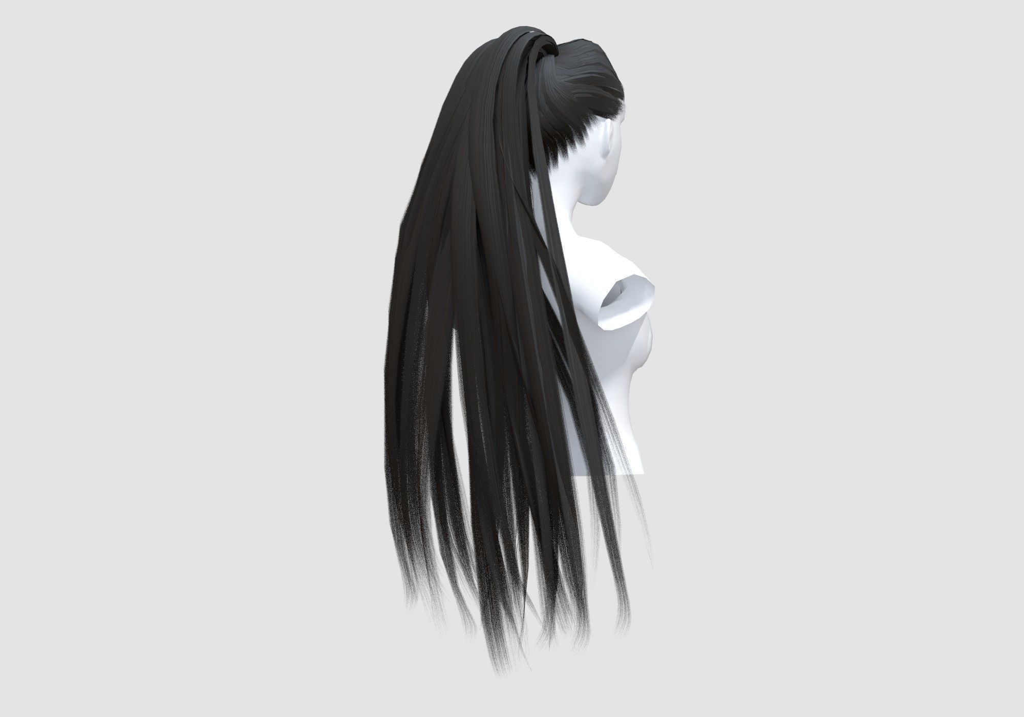 Female Long Hairstyle 3D model_3