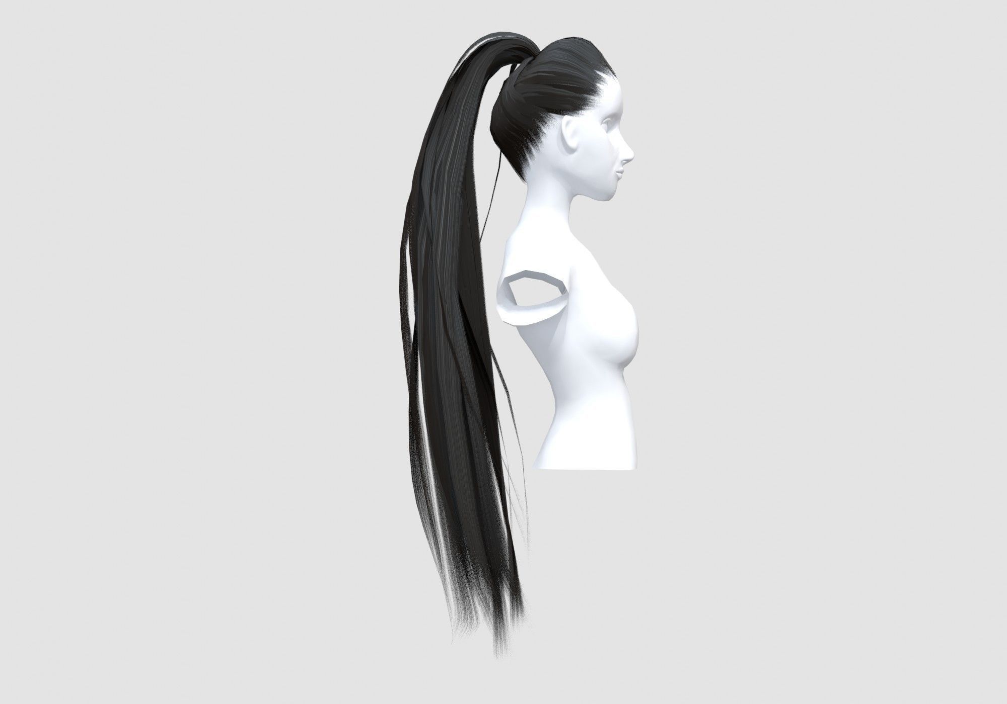 Female Long Hairstyle 3D model_2