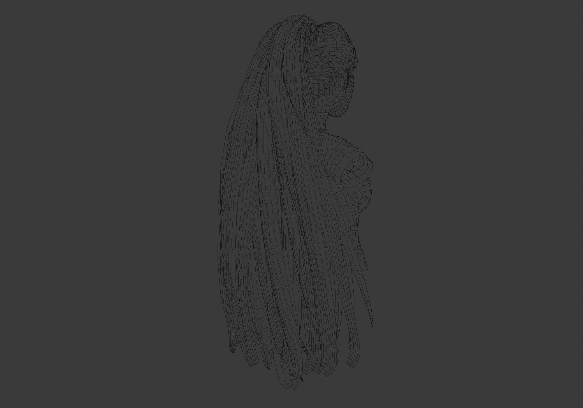 Female Long Hairstyle 3D model_8
