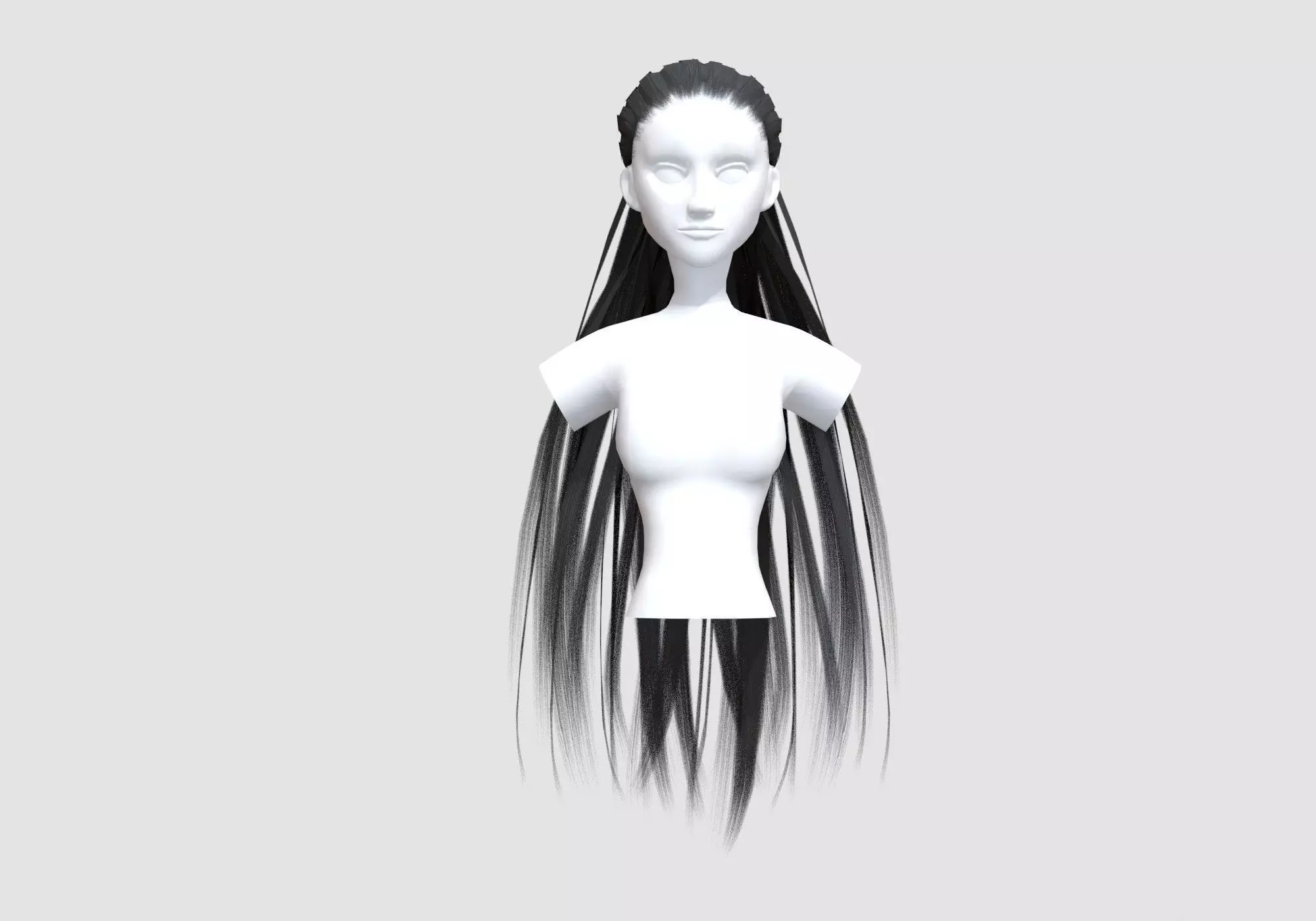 Female Long Hairstyle 3D model_0